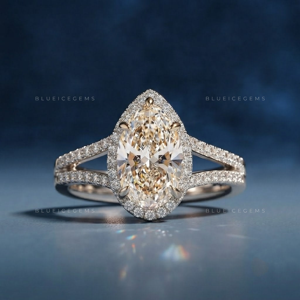 The "Ethereal Teardrop" Halo: A Modern Pear Cut Masterpiece