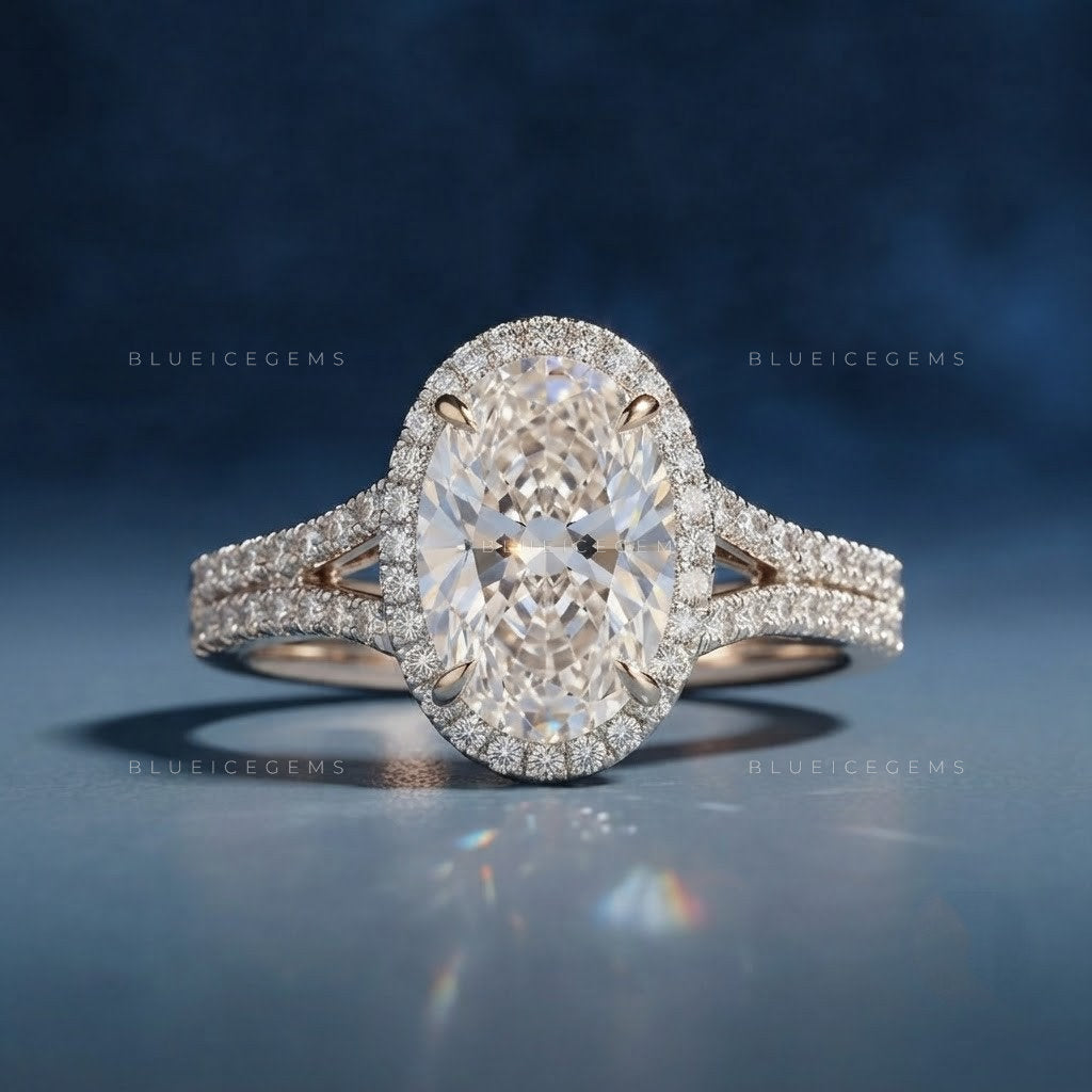 The "Ethereal Glow" Oval Halo: Split Shank Dream Ring