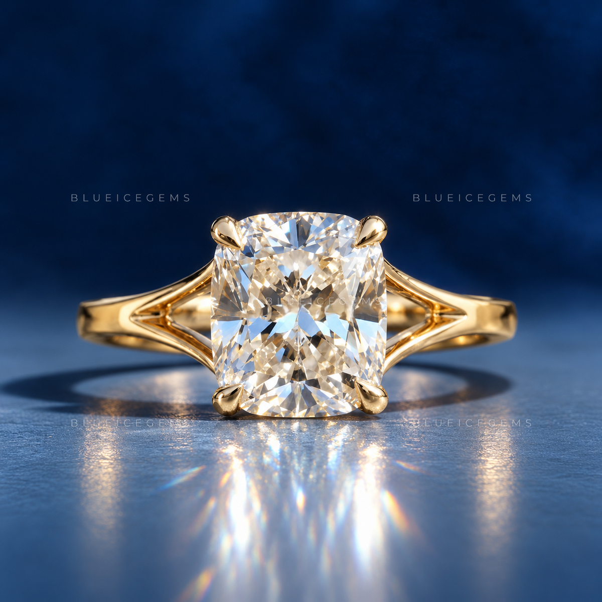 The "Infinite Grace" Elongated Cushion: Split Shank Solitaire Statement