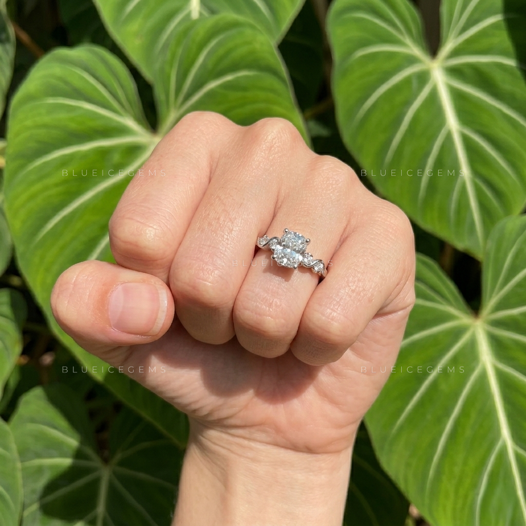 Exquisite Harmony Cushion Cut Five Stone Engagement Ring