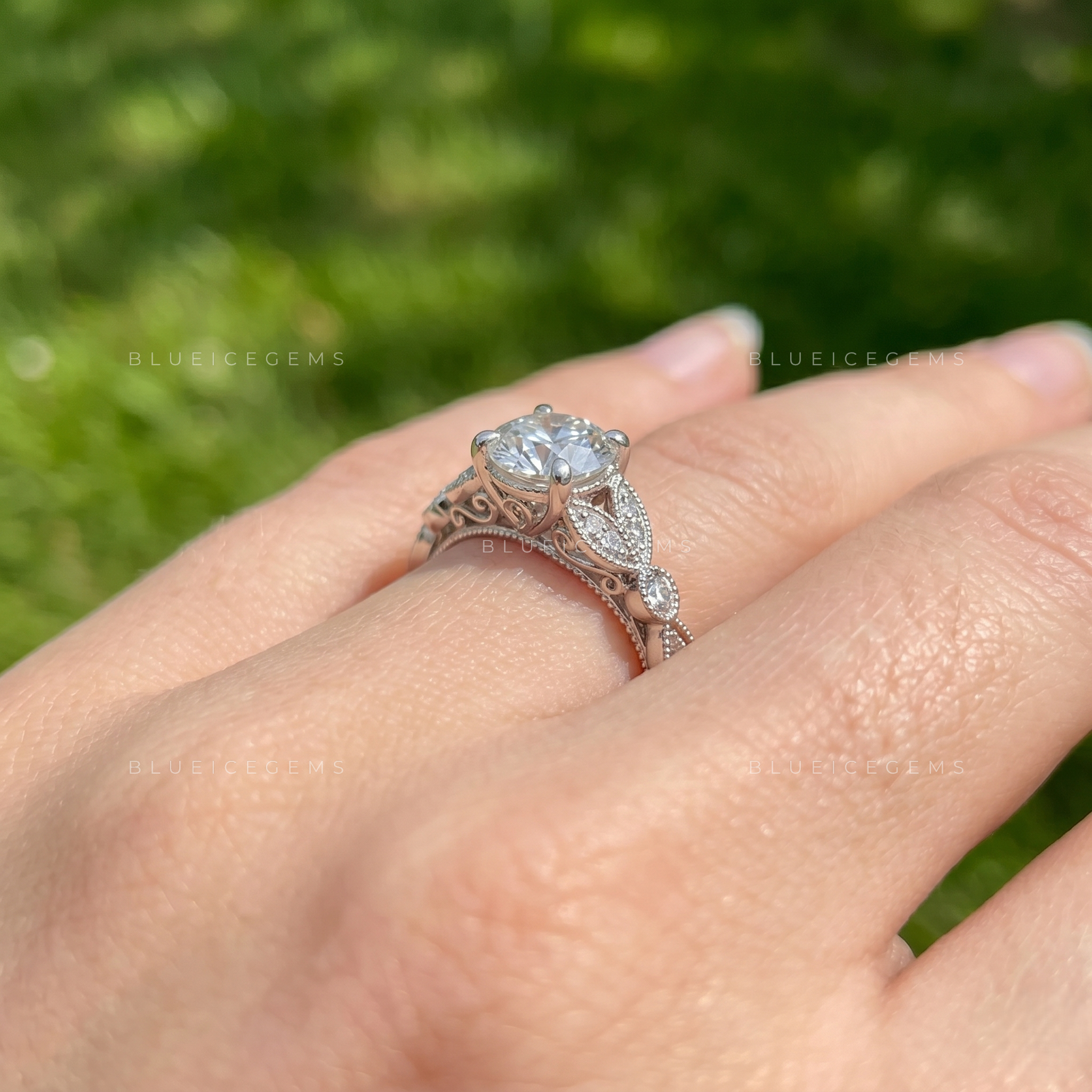 Vintage Romance Round Cut Marquise Outline Milgrain Statement Ring