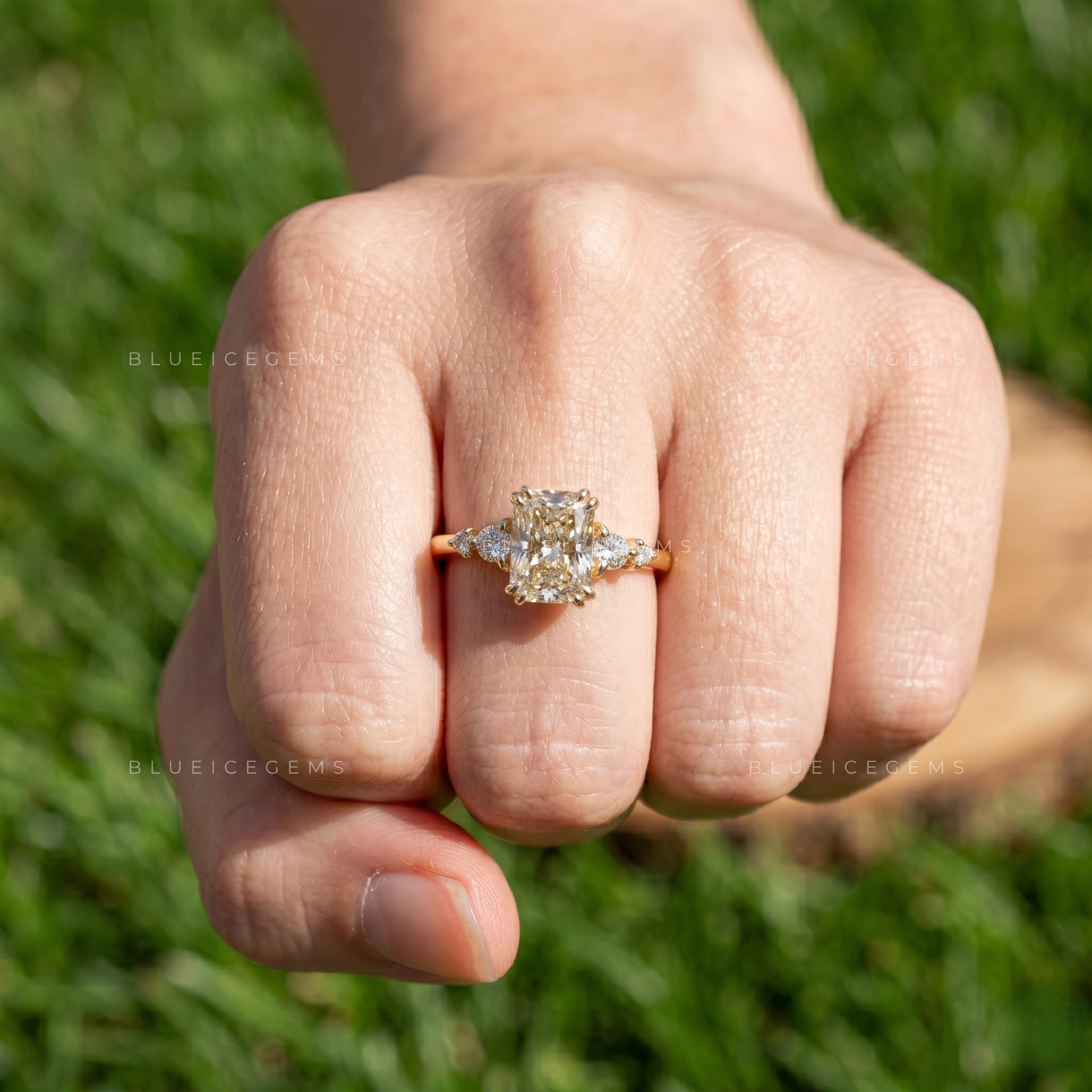 Graceful Spark Radiant Cut Accent Engagement Ring