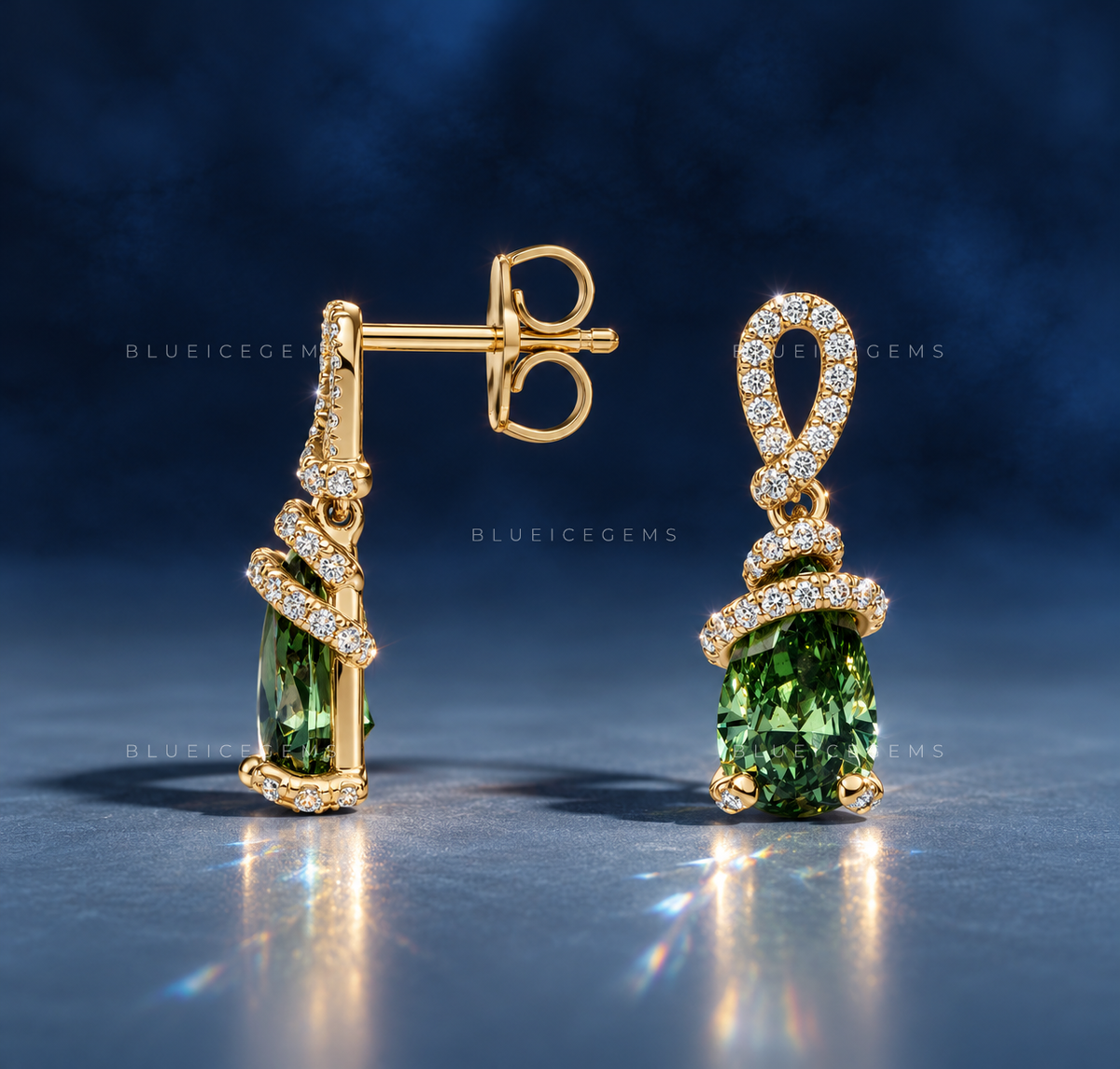 Pacific Green Knot Drop Earrings