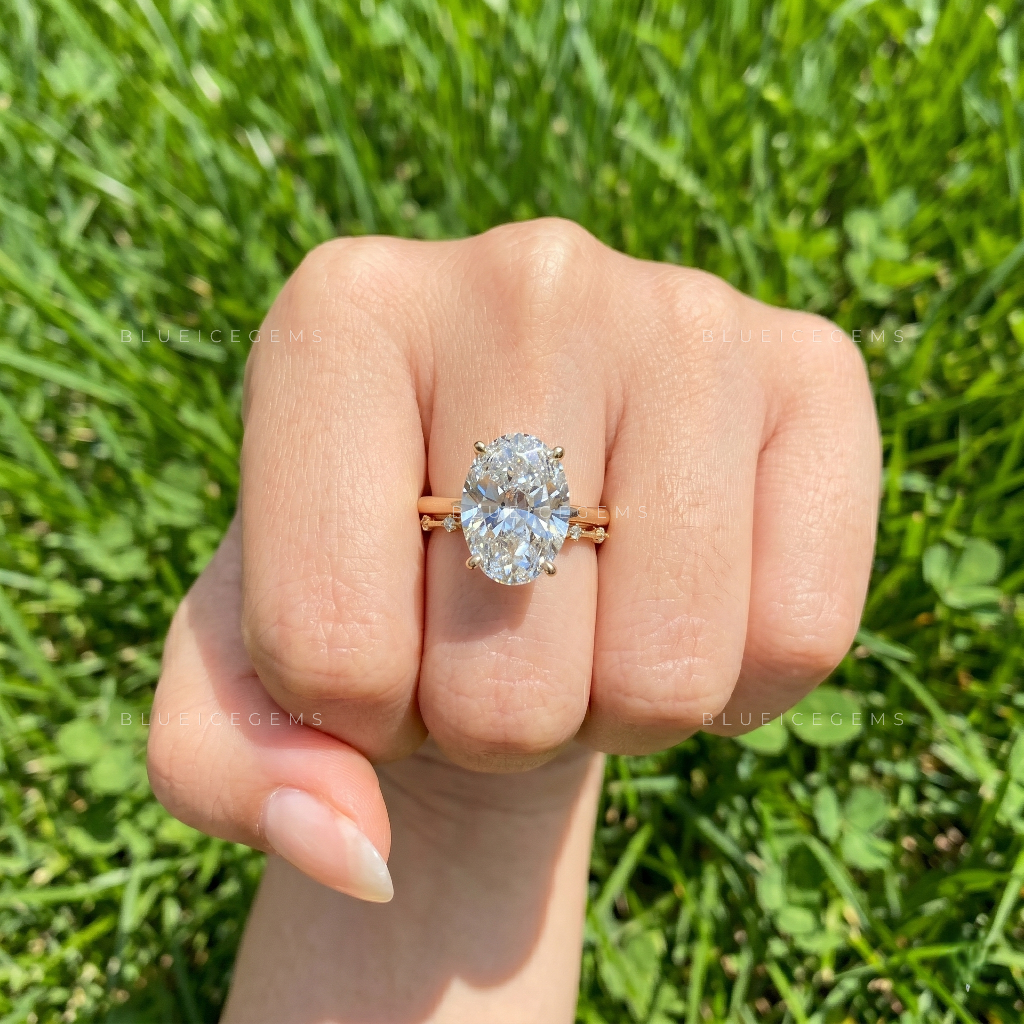 Lunara Oval Cut Marquise Accent Solitaire Engagement Ring