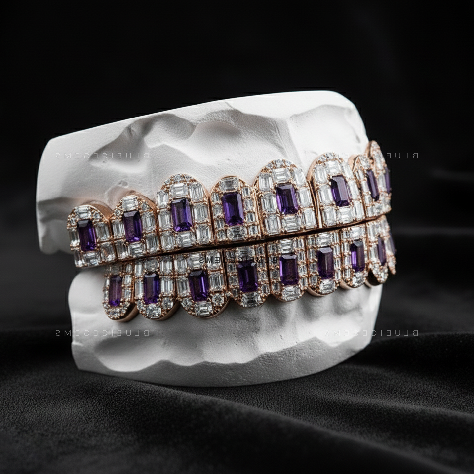 Royal Amethyst & Baguette Flood Grillz