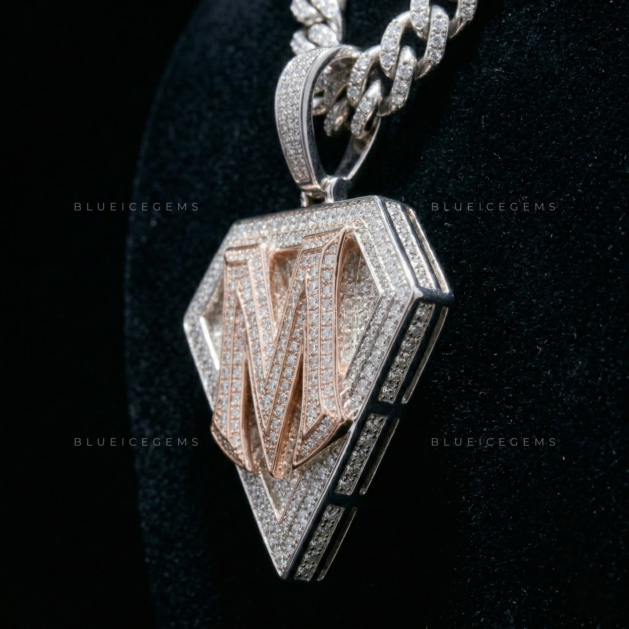 The "M" Crest Sovereign: Diamond-Shield Silhouette & Two-Tone Industrial Pendant