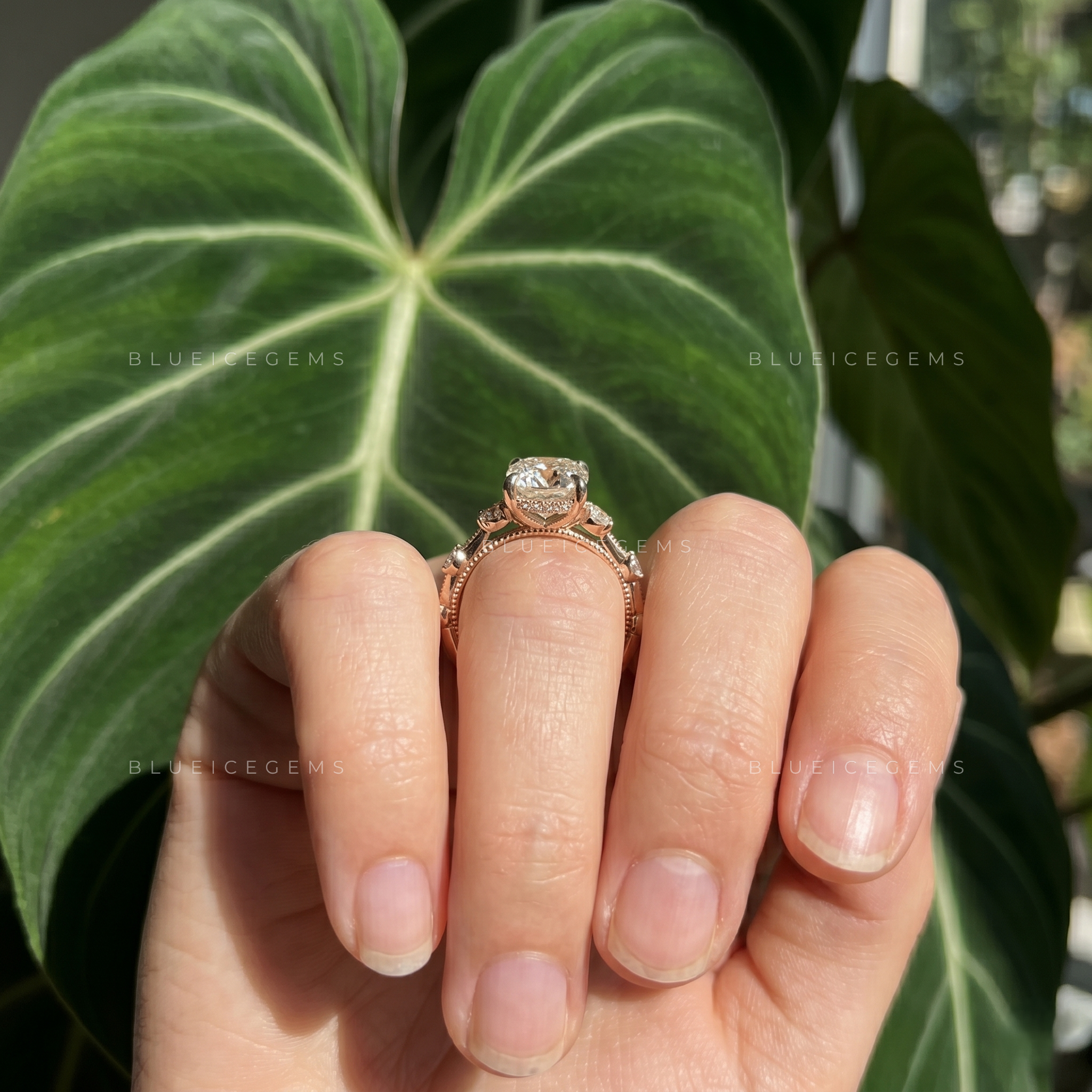 Velvet Romance Cushion Cut Solitaire Engagement Ring with Secret Accent Detail