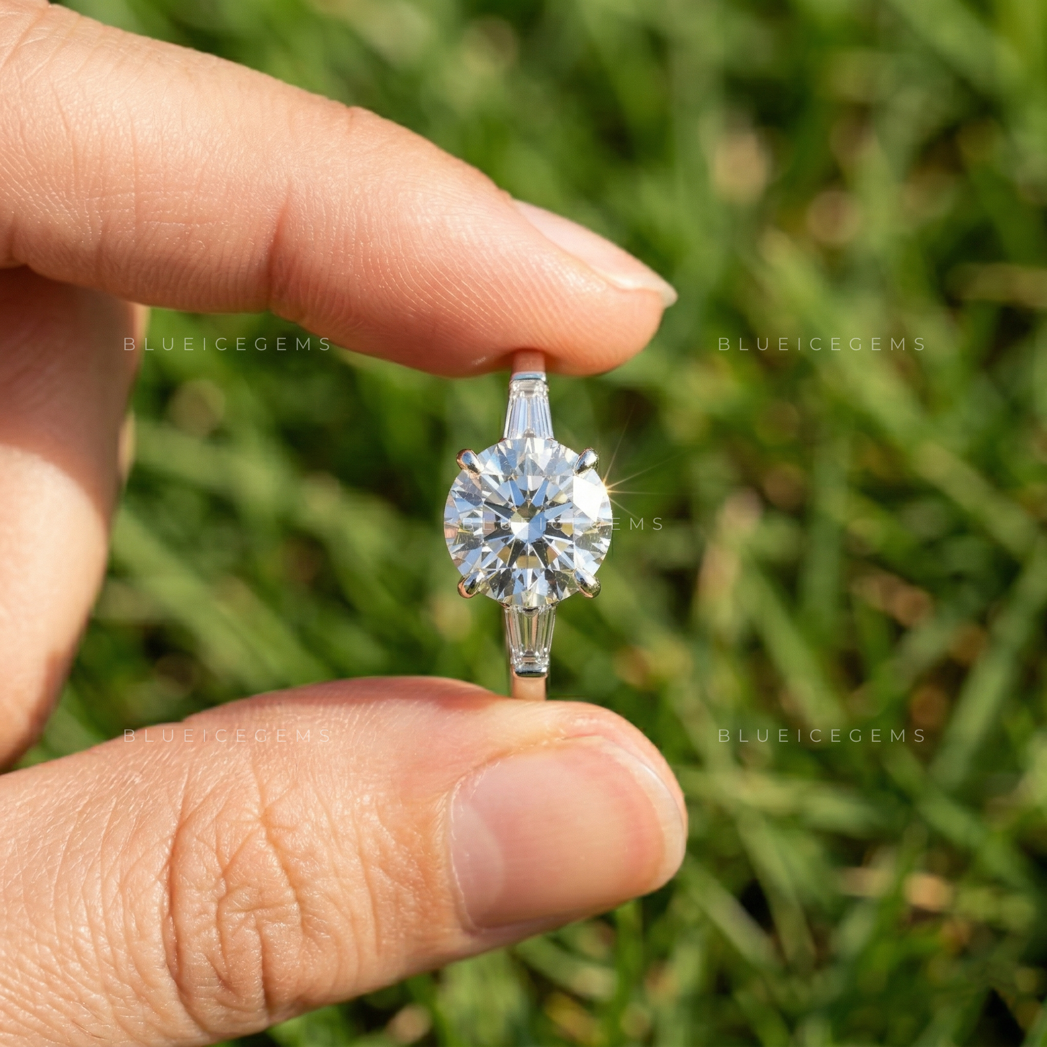 The "Iconic Radiance" Round Statement: Bold Tapered Baguette Ring