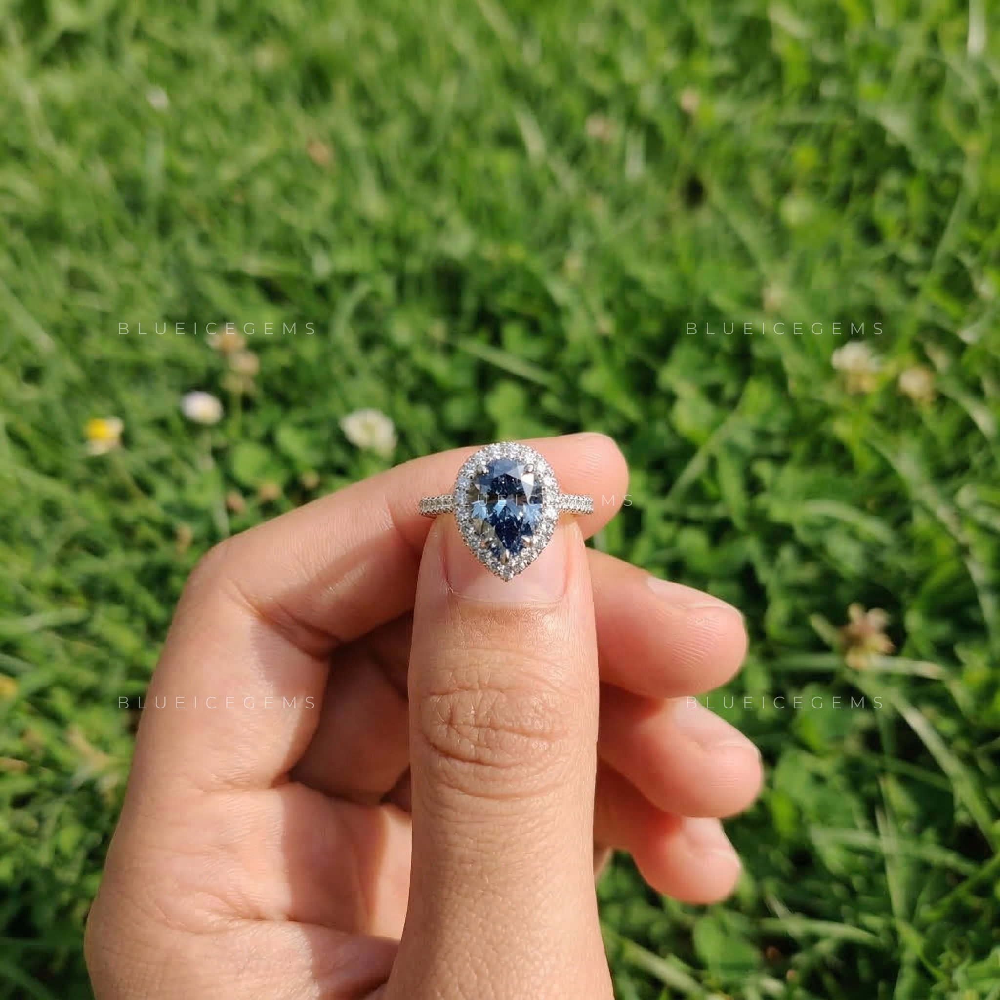 Regal Indigo Pear Cut Statement Ring
