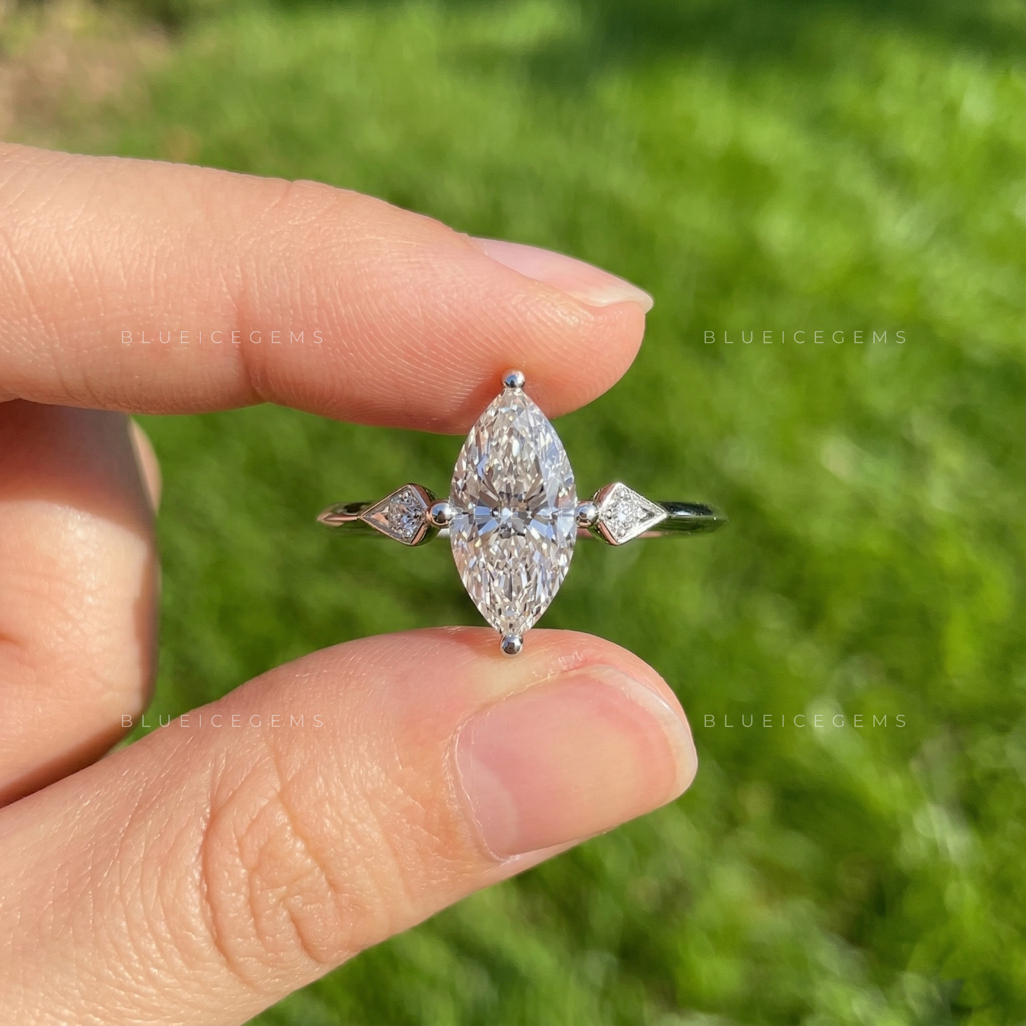 Stellar Silhouette Marquise Cut Hidden Halo Ring