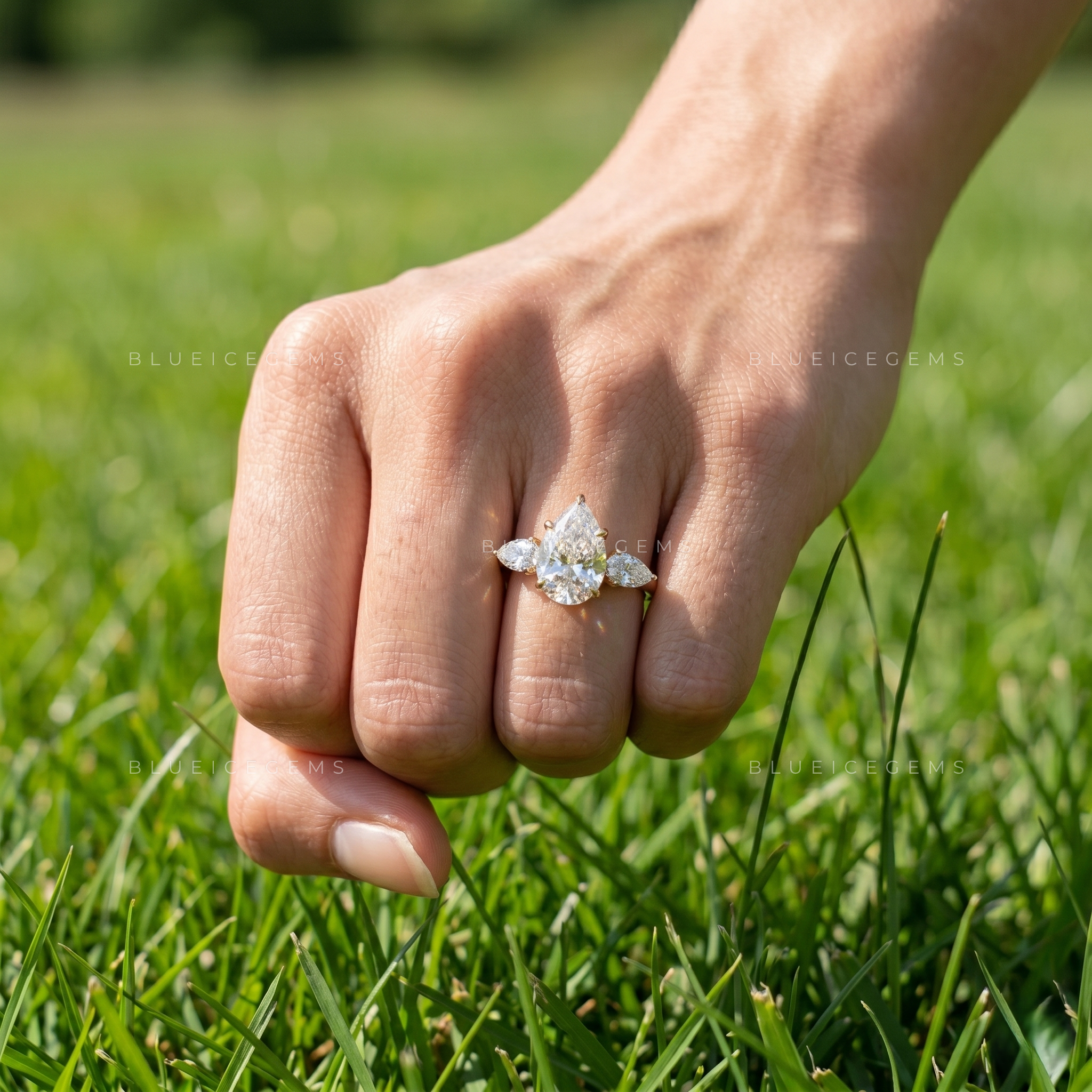mperial Triad Pear Cut Certified Three Stone Engagement Ring