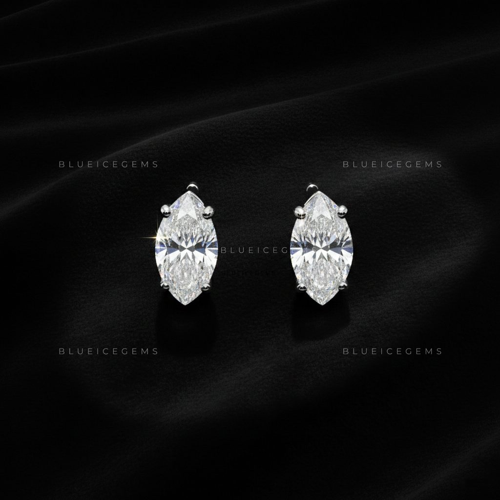 The Stellar Blade: Marquise Diamond Stud Earrings
