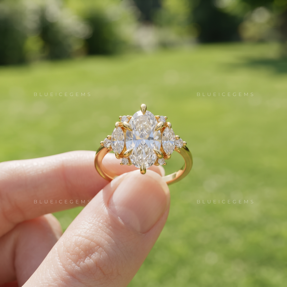 Celestine Sculpted Moval Cut Engagement Ring
