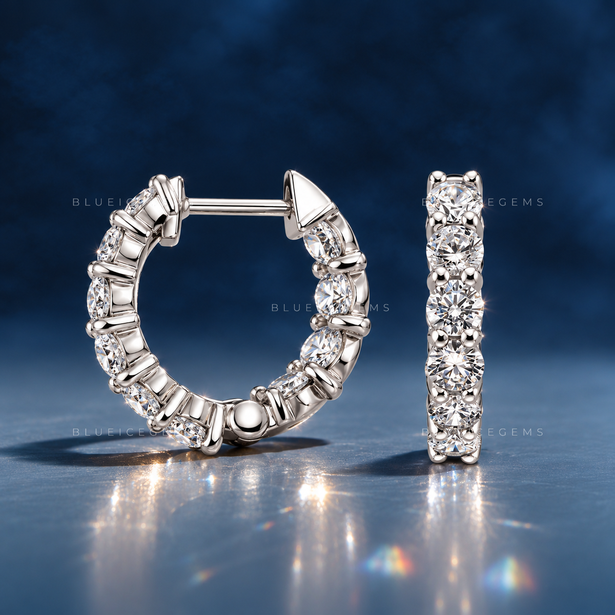 Double-Sided Round Diamond Huggie Earrings