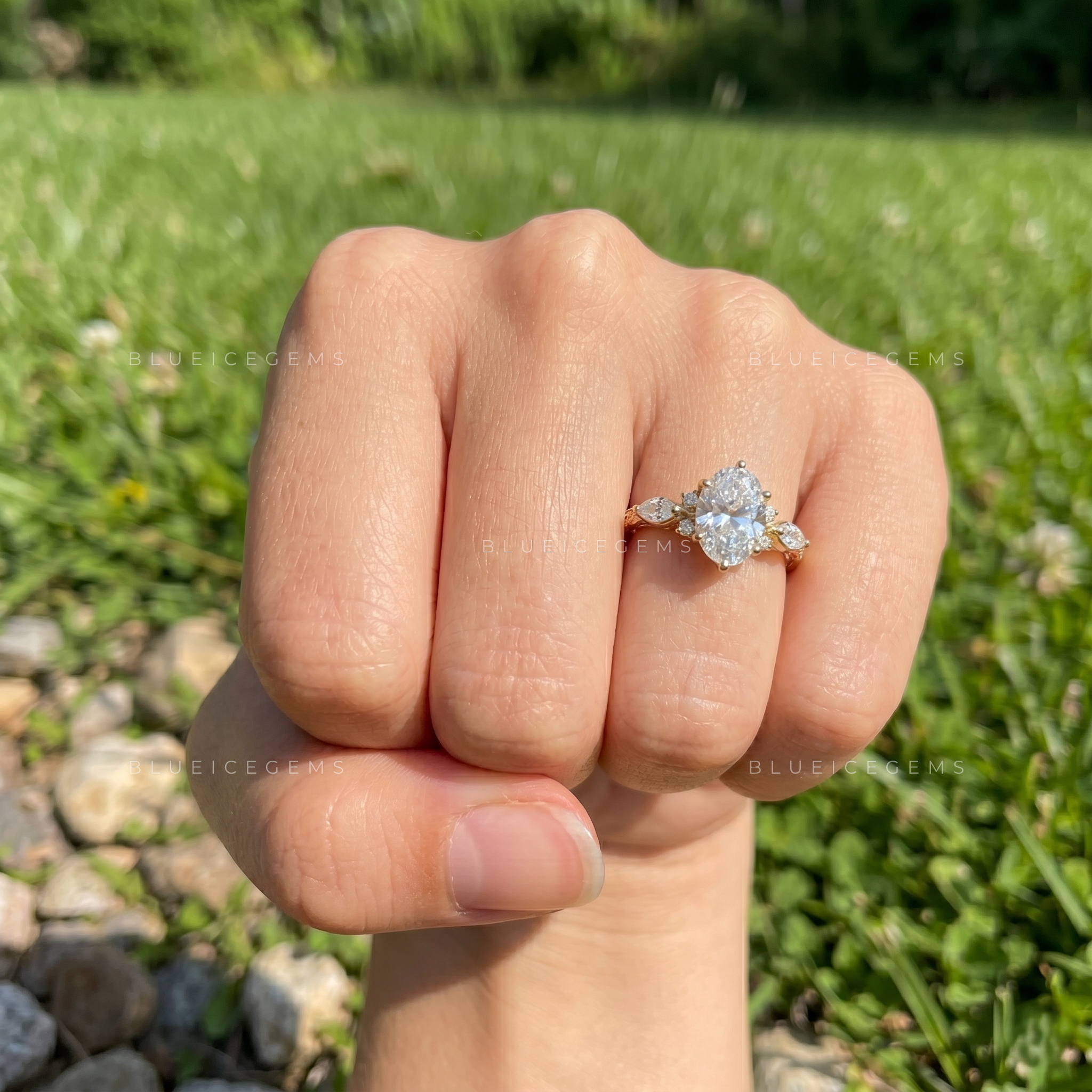 Ethereal Whispers Oval Cut Delicate Pave Accent Engagement Ring