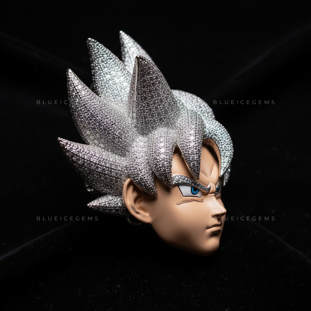 The "Ultra Instinct" Warrior: 3D Anime Portrait & Iced-Out Spiked Sovereign