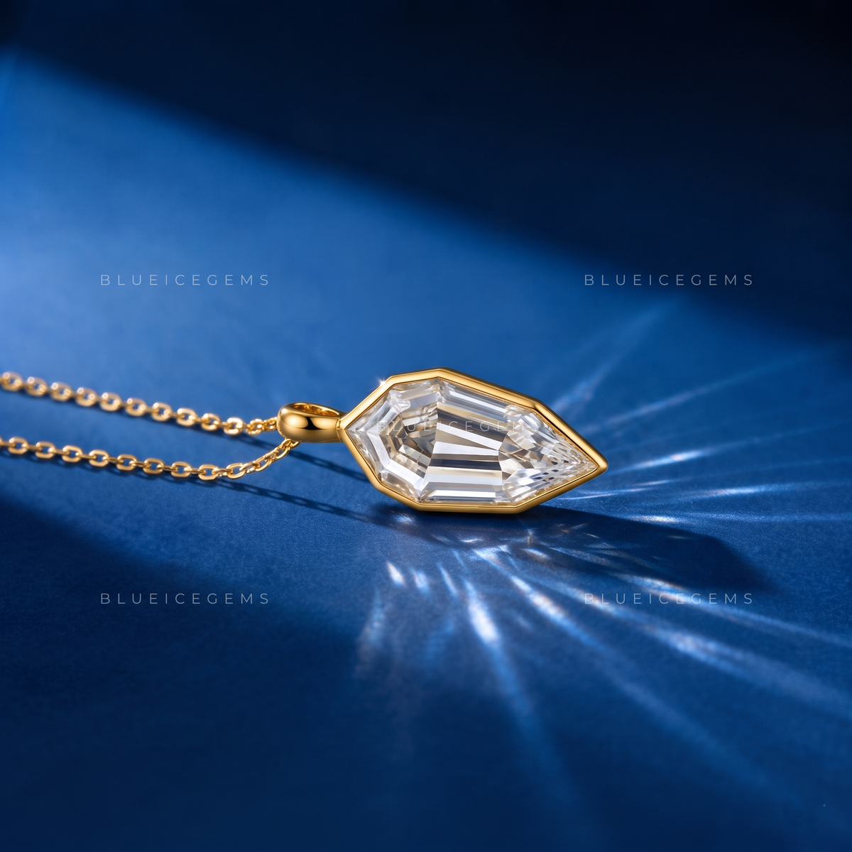 Pear Step Cut Solitaire Diamond Pendant