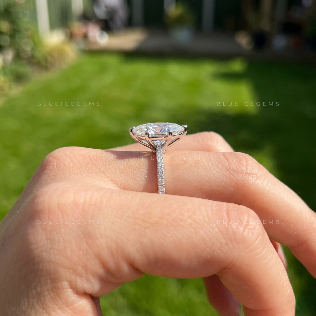 Splendid Marquise Brilliant Cut Pave Accented Heritage Engagement Ring
