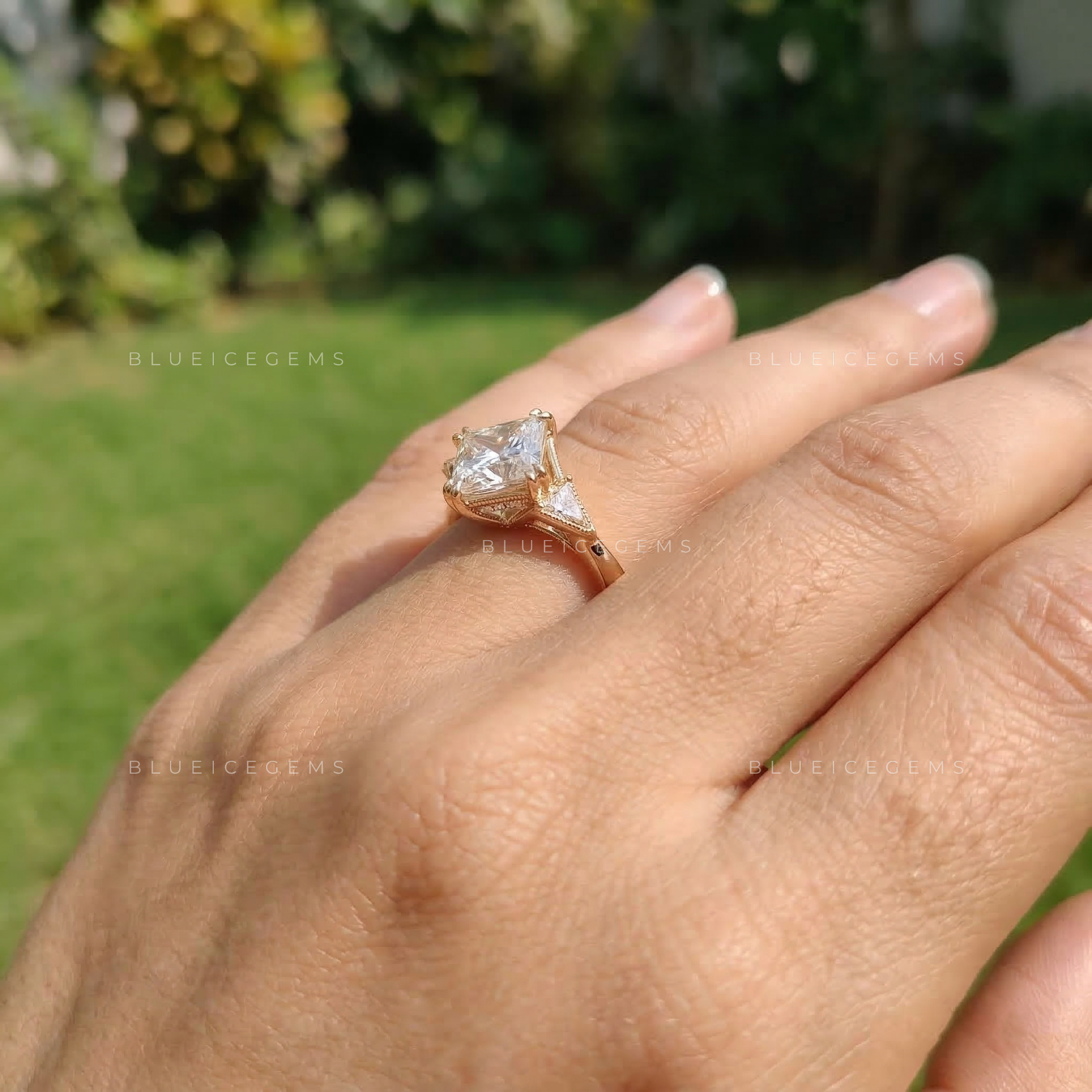 Modern Majesty Princess and Kite Cut Trilogy Ring
