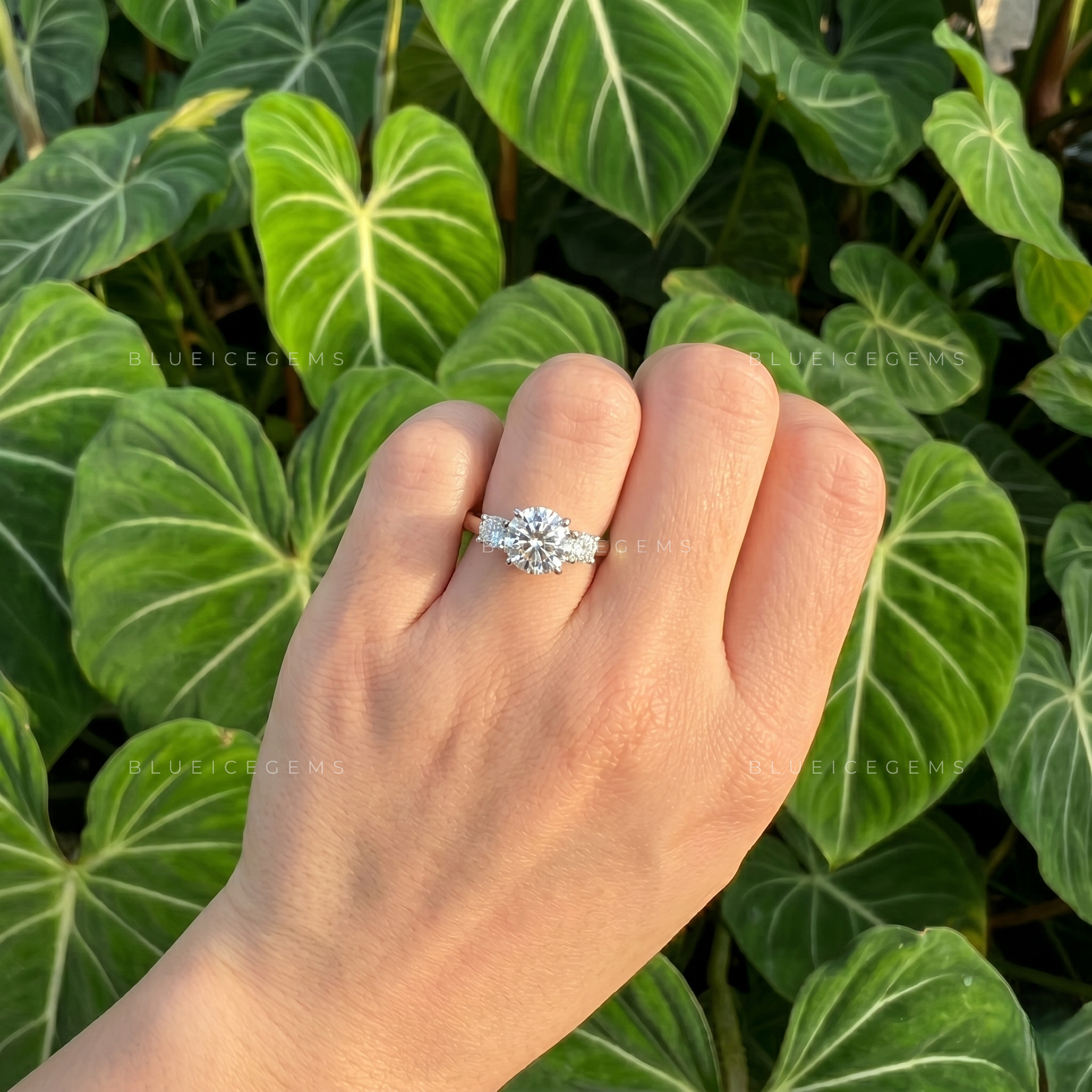 Celestial Splendor Round Brilliant Three Stone Trilogy Engagement Ring