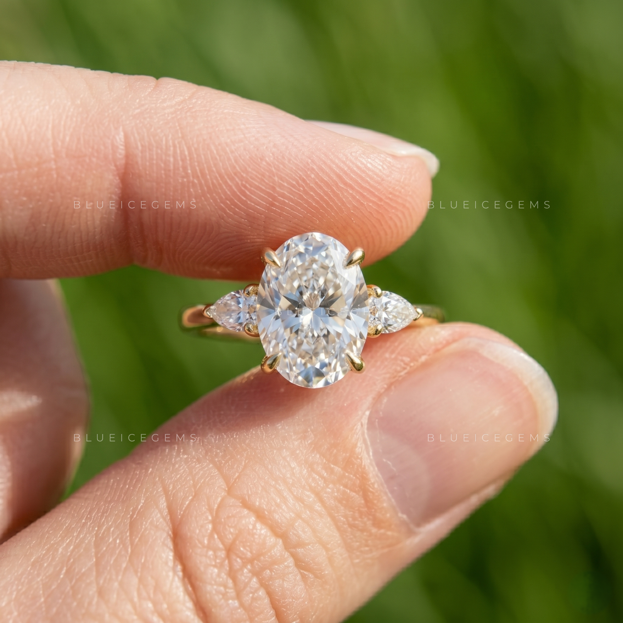 Enchanted Trilogy Oval and Pear Cut Minimalist Engagement Ring