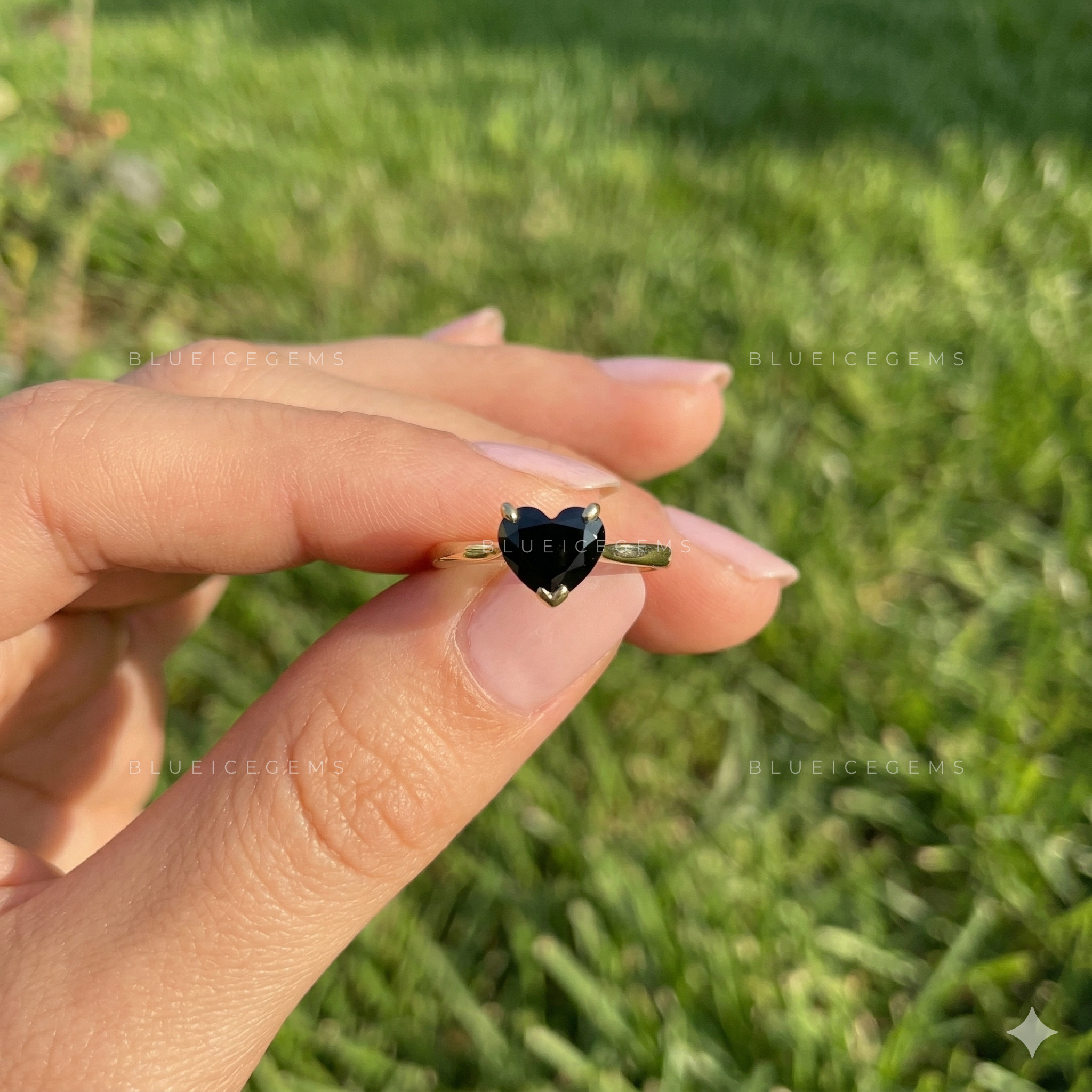Midnight Noir Heart Cut Black Moissanite Solitaire Ring