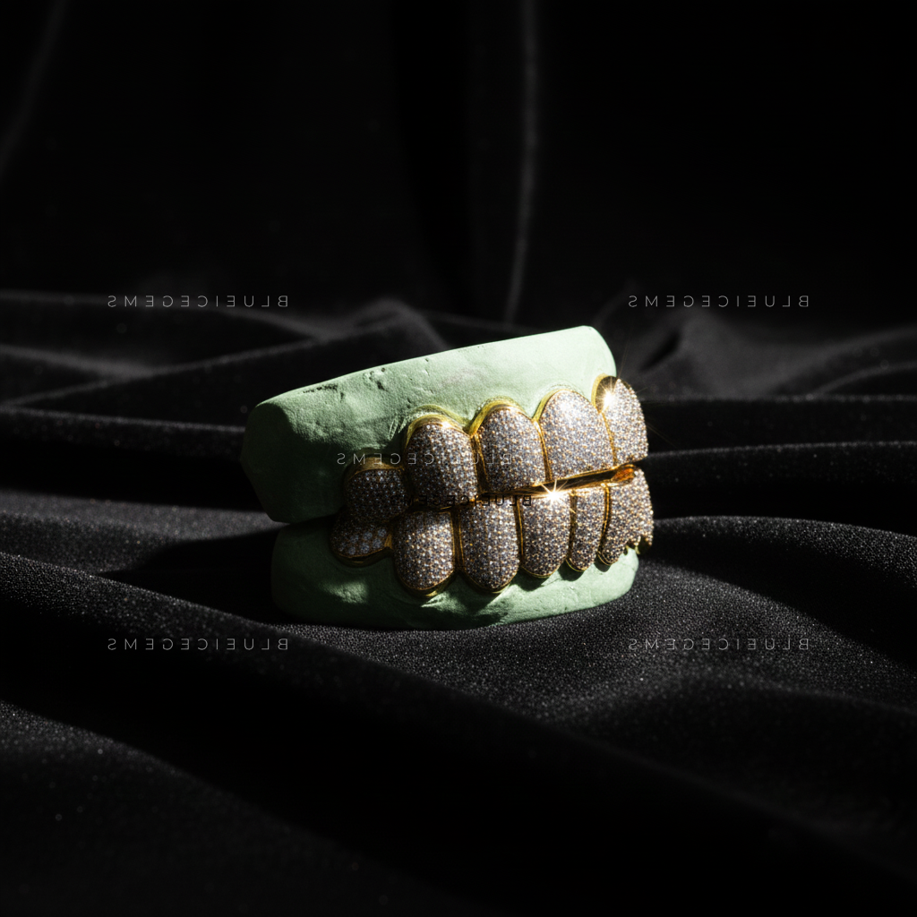 Gold-Framed Avalanche Full-Set Grillz