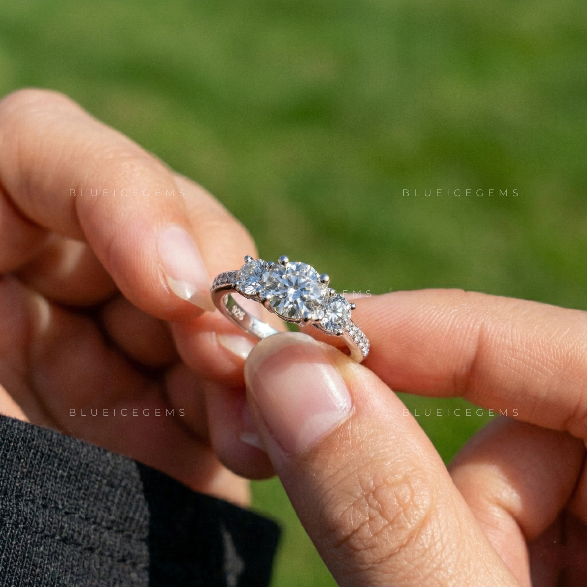 Celestial Fire Round Brilliant Cut Cluster Engagement Ring