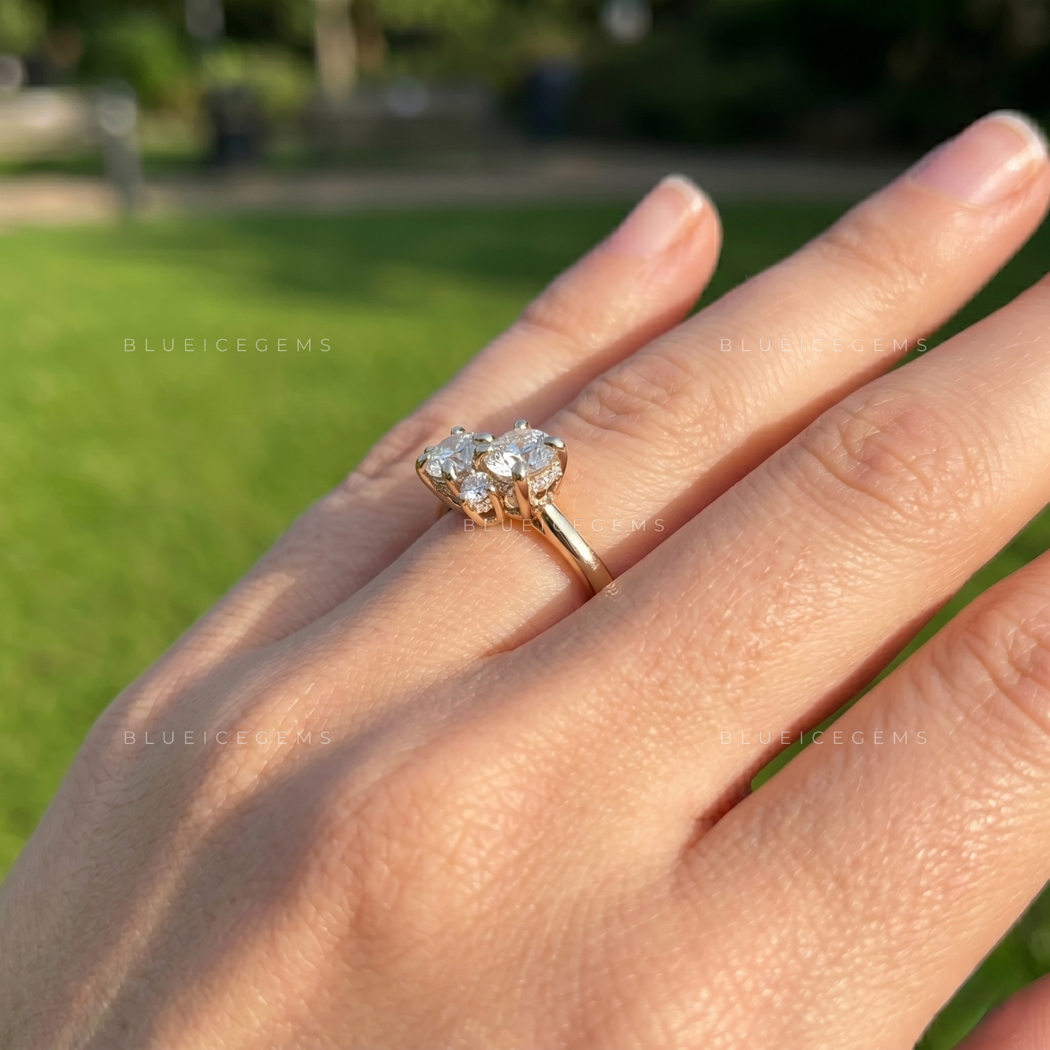 Radiant Harmony Round Brilliant Three Stone Ring