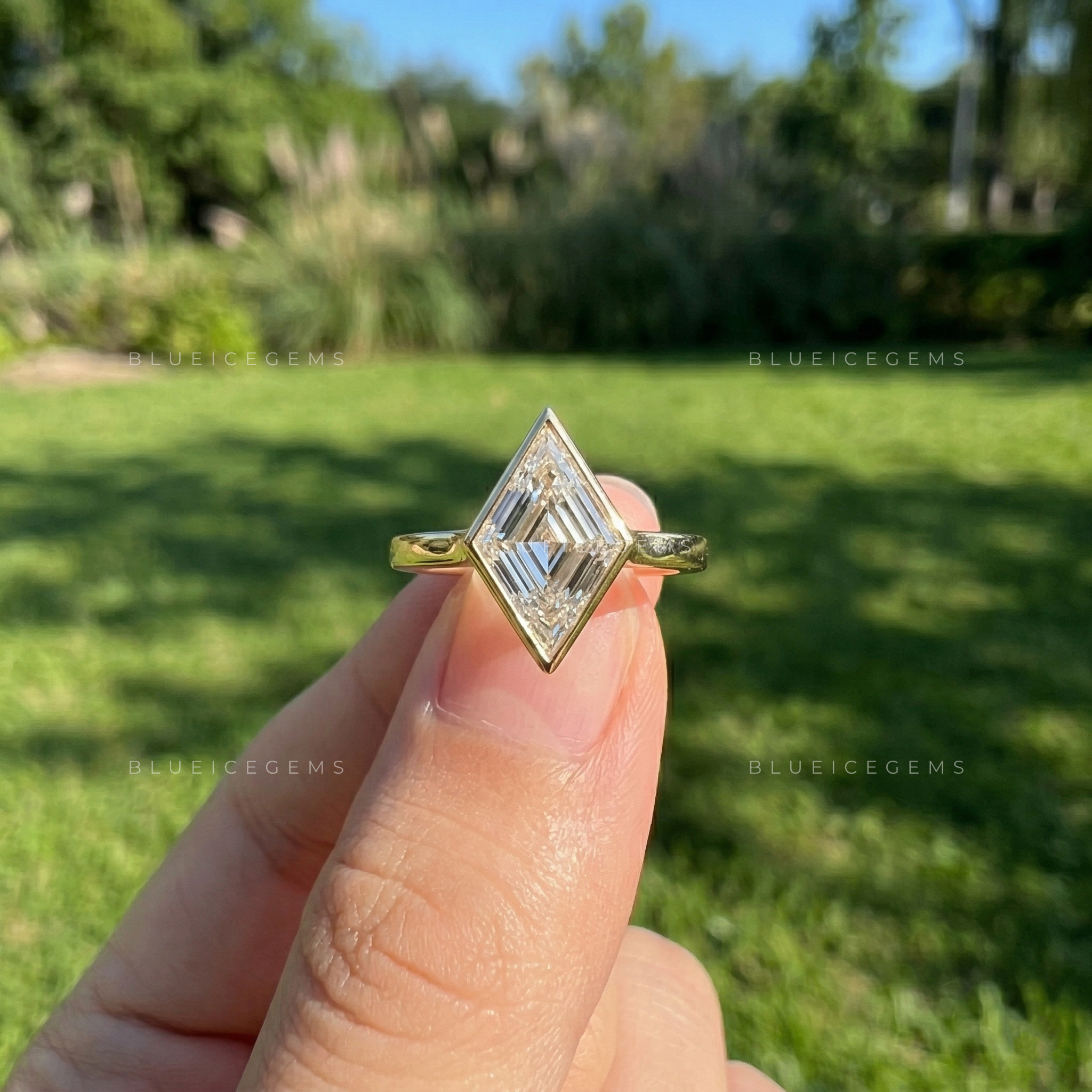 Geometric Elegance Lozenge Cut Solitaire Engagement Ring