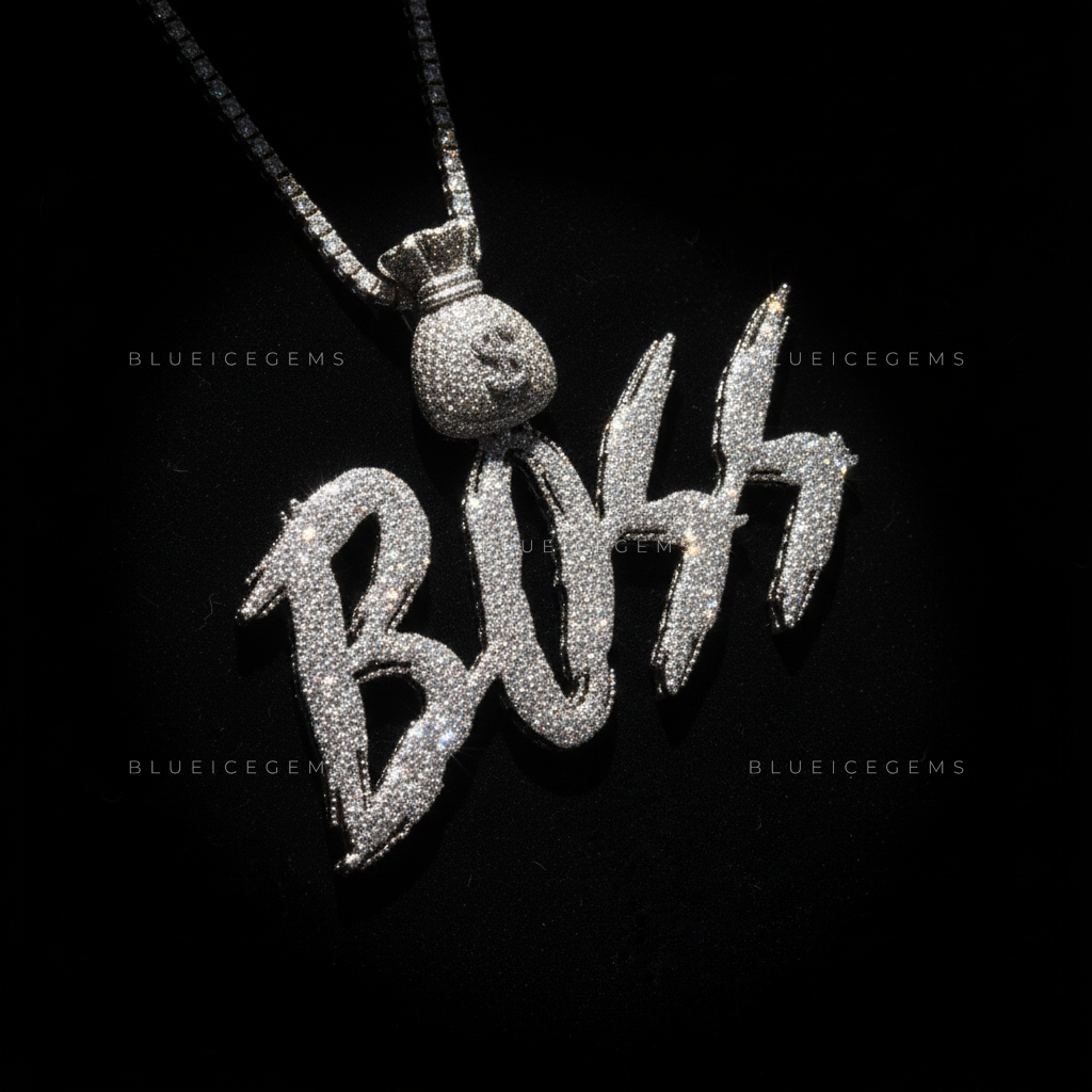 The "BOSS" Ambition: Sharp Electric Script & Money Bag Emblem Pendant