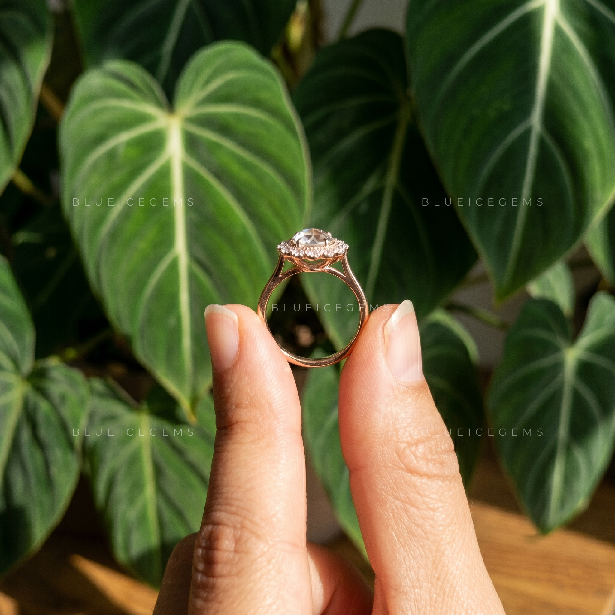 Vintage Radiance Round Rose Cut Antique Halo Engagement Ring