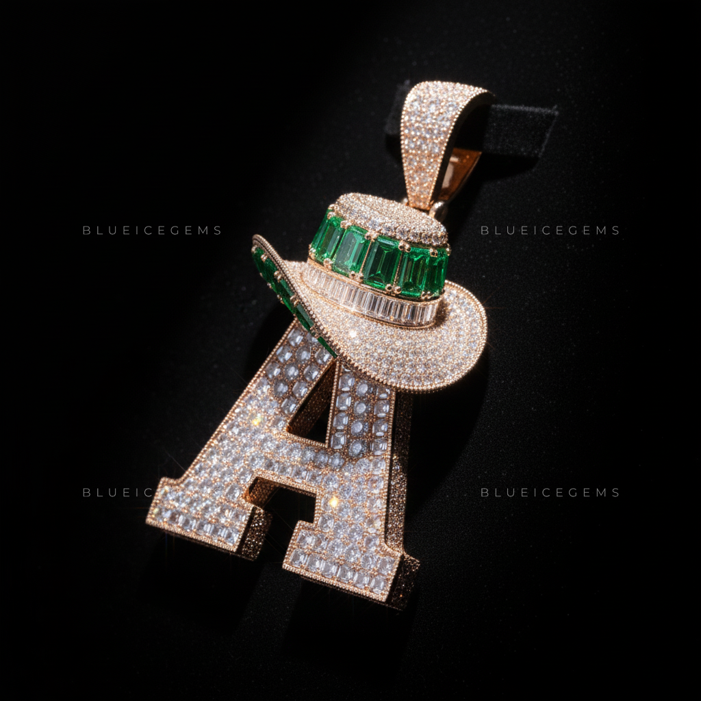 The Emerald Outlaw: Rose Gold "A" Monogram & Emerald-Baguette Cowboy Sovereign
