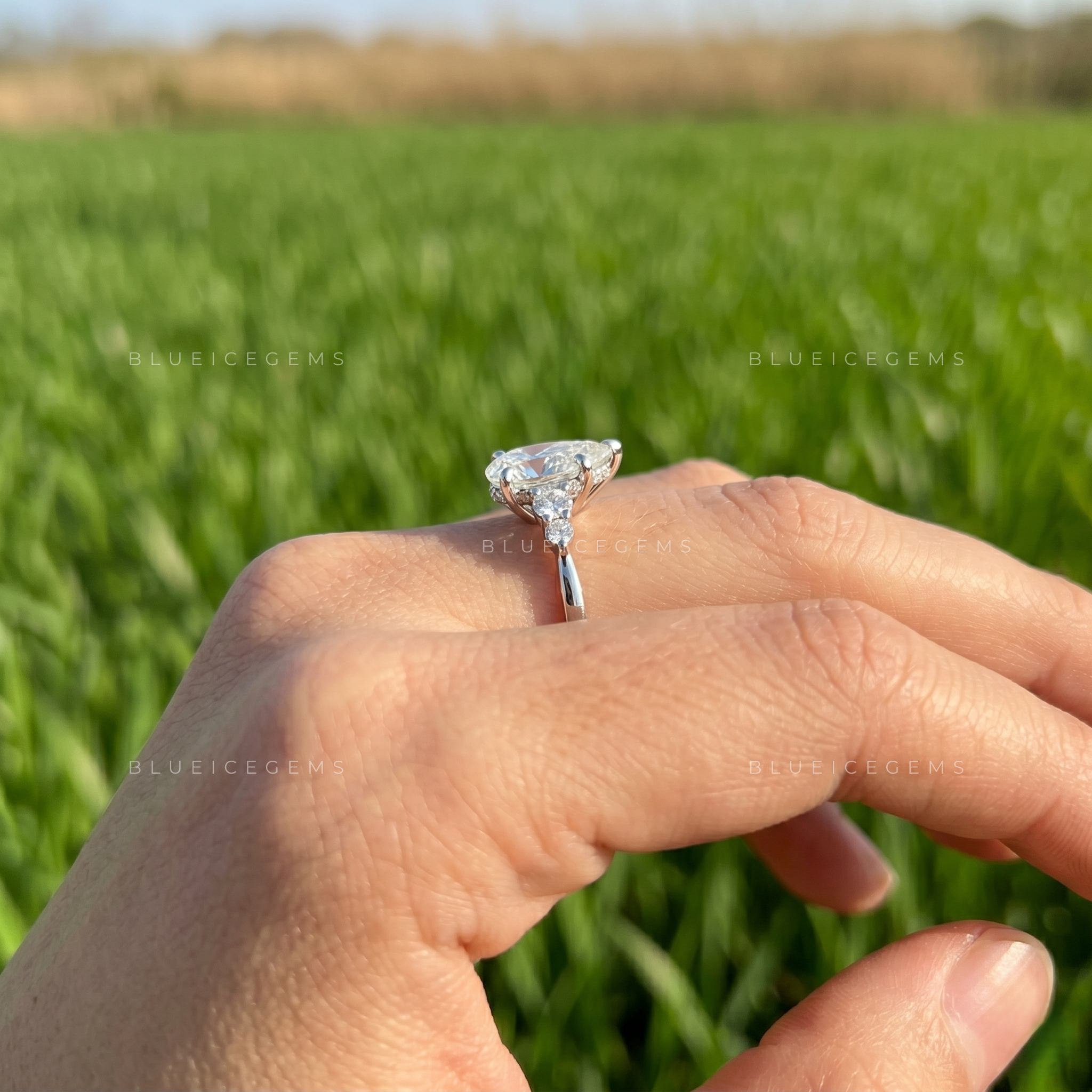 Unique Muse Pear Cut Five Stone Engagement Ring