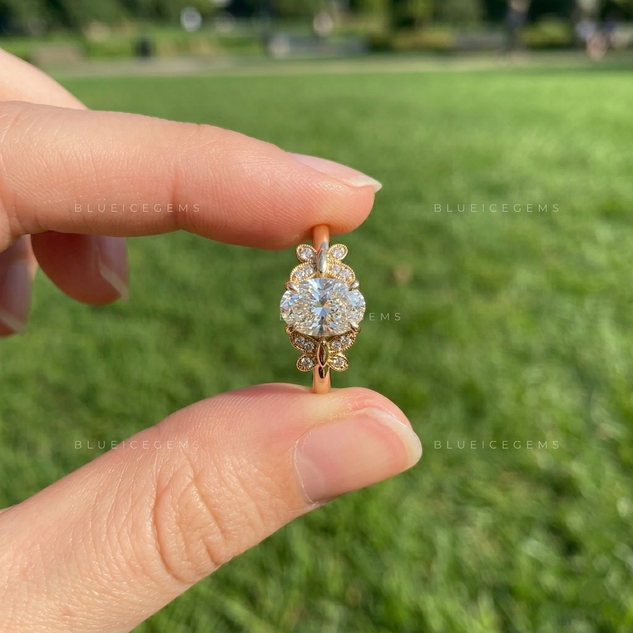Timeless Radiance Oval Cut Hidden Accents Engagement Ring