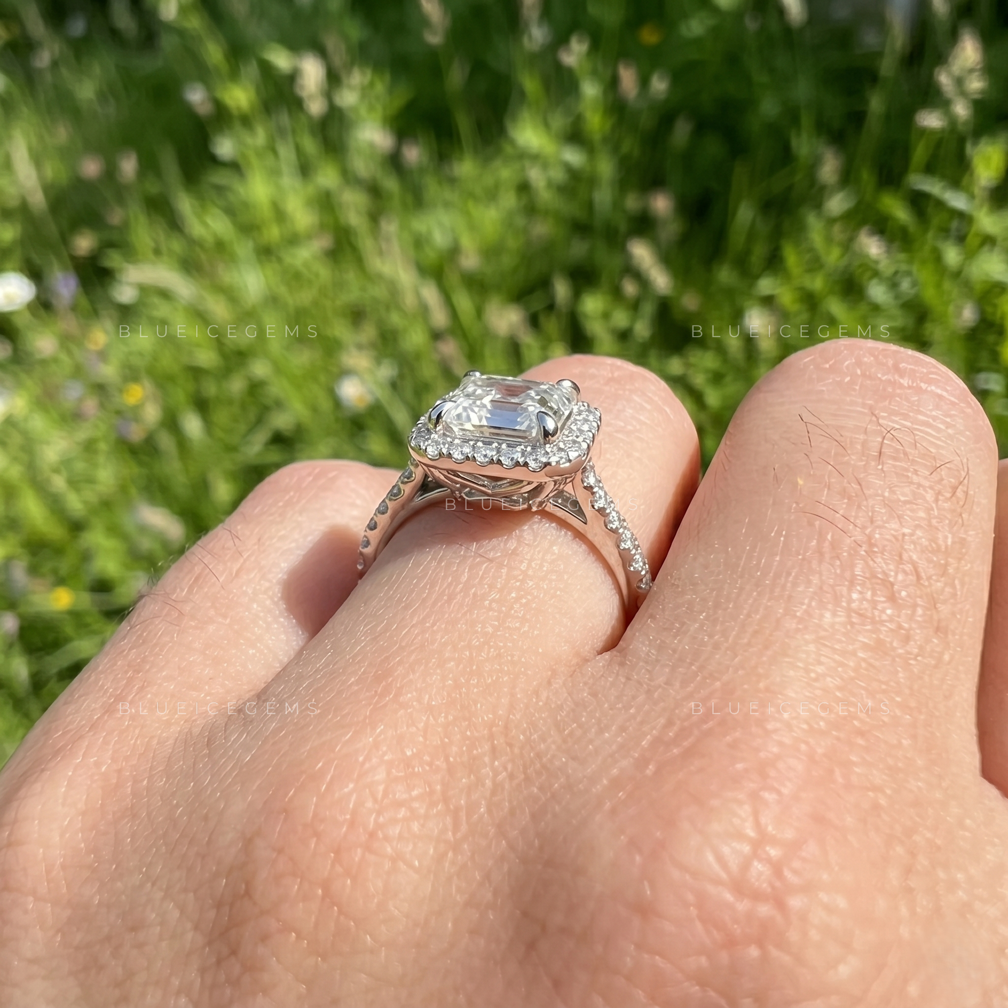 Vintage Radiance Asscher Cut Halo Engagement Ring