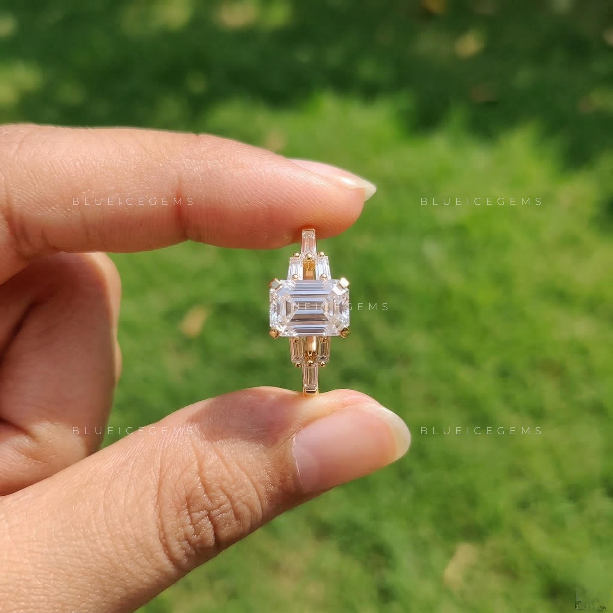 Architectural Elegance Emerald Cut Seven-Stone Ring
