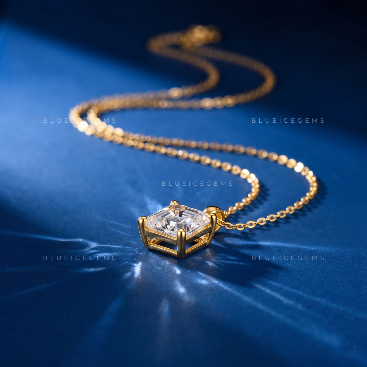 Asscher Cut Solitaire Diamond Pendant