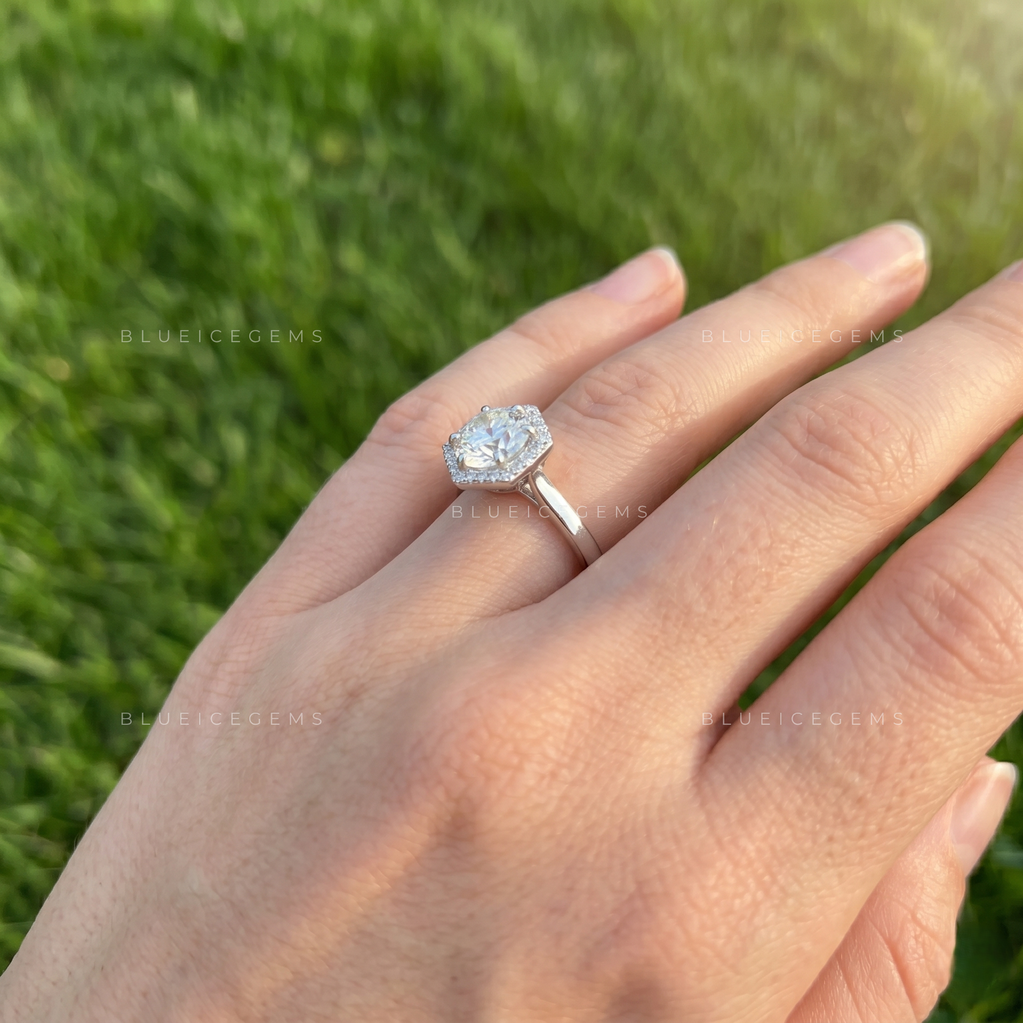 Celestial Glow Round Brilliant Cut Halo Engagement Ring