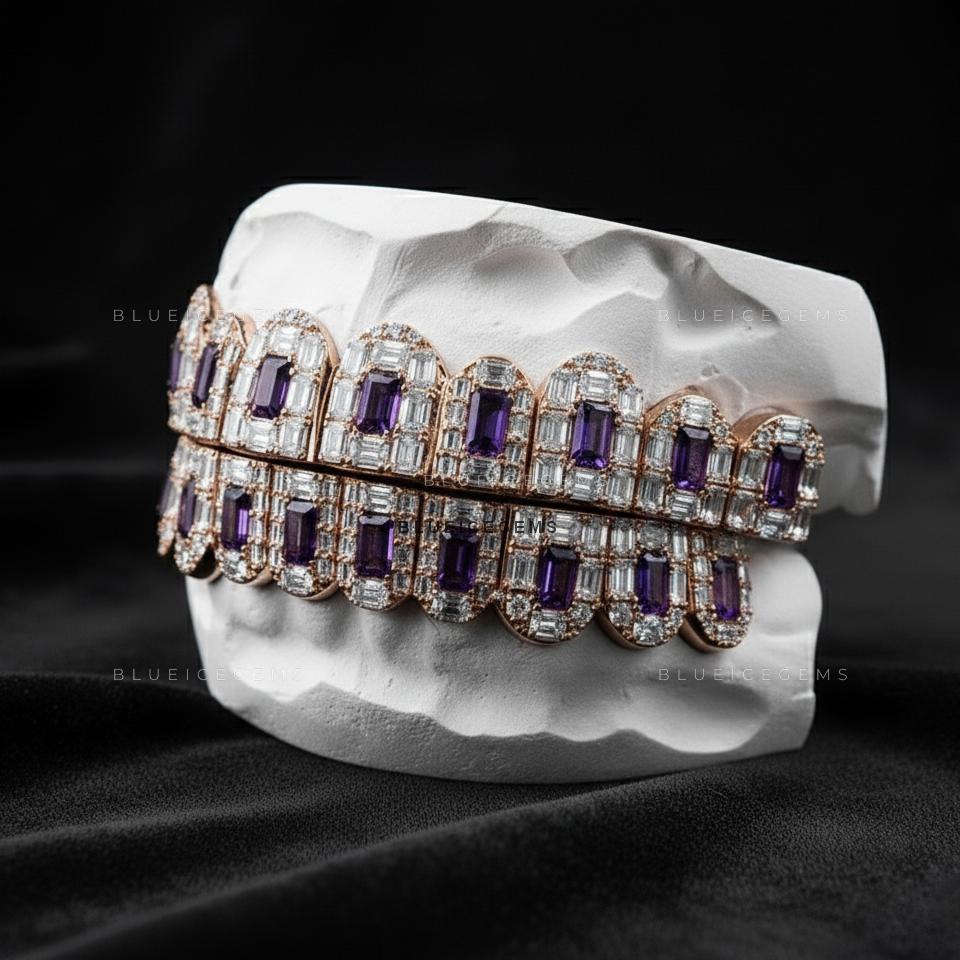 Royal Amethyst & Baguette Flood Grillz