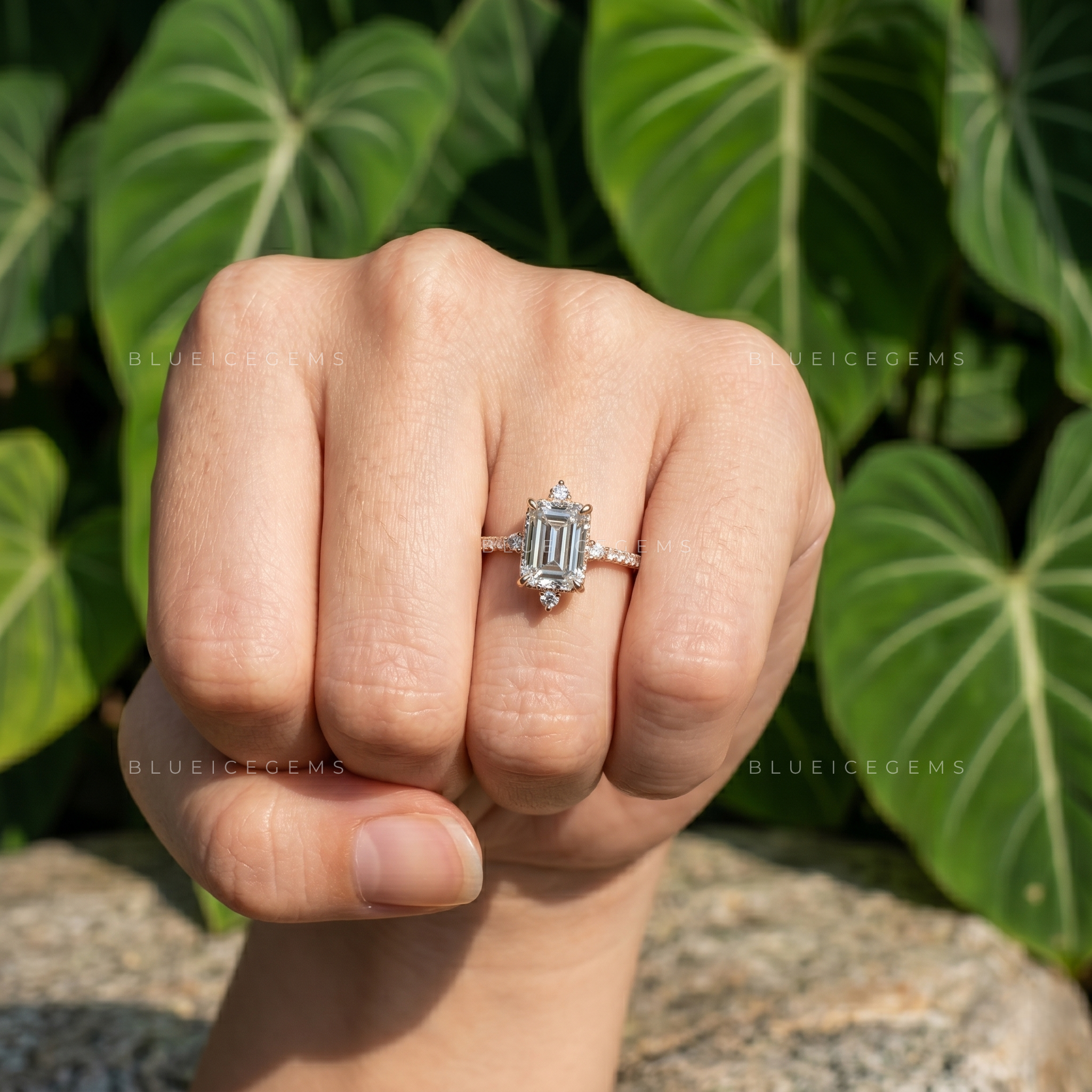 Enchanting Heritage Vintage Style Emerald Cut Engagement Ring