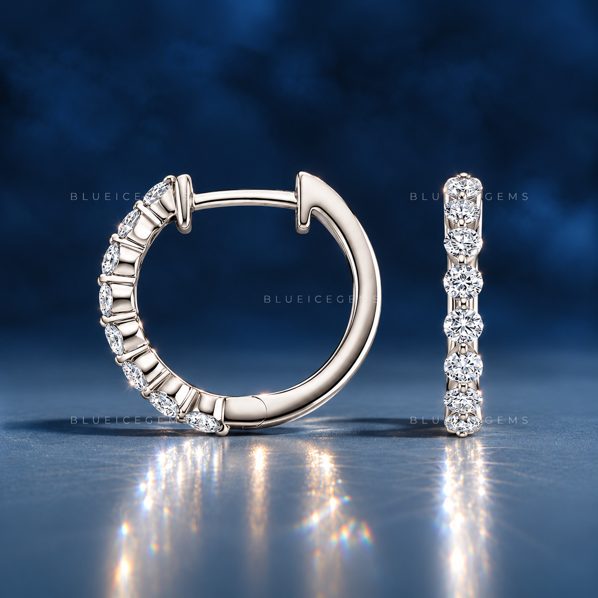 Classic Round Shared-Prong Hoop Earrings