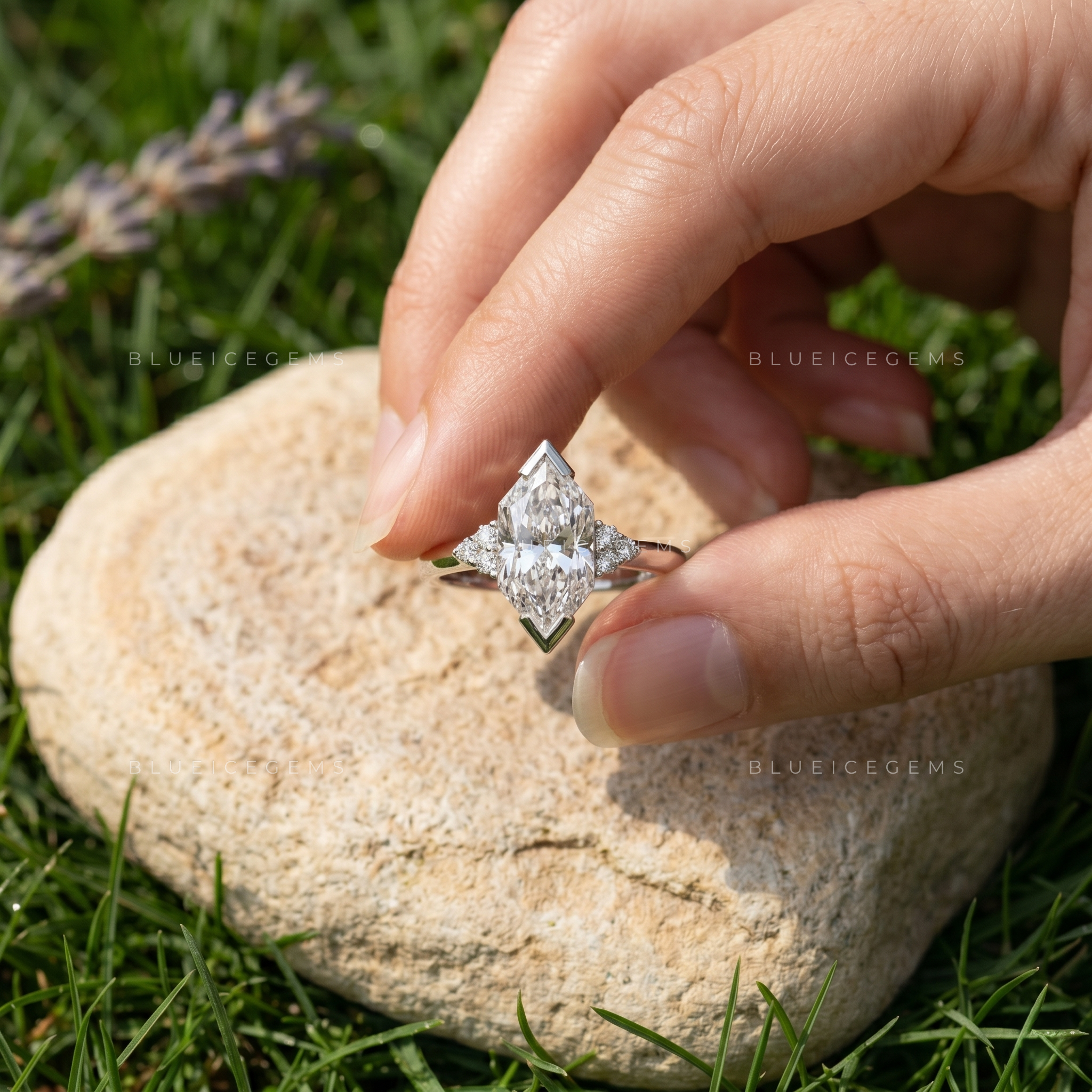 Vintage Majesty Dutch Marquise Cut Hidden Accent Engagement Ring