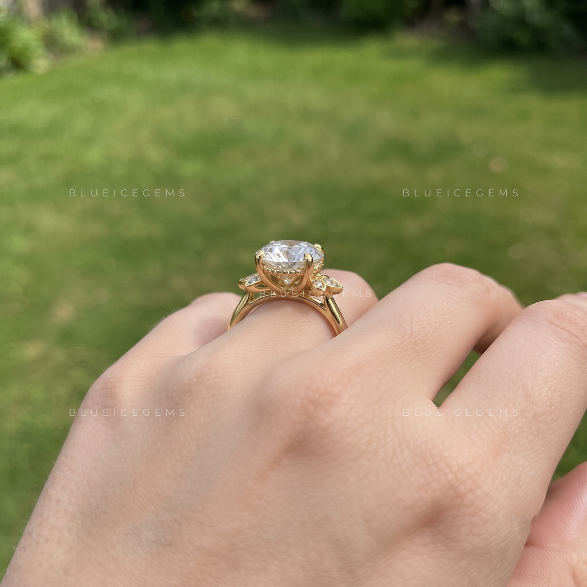 Flora Bloom Portuguese Cut Solitaire Engagement Ring
