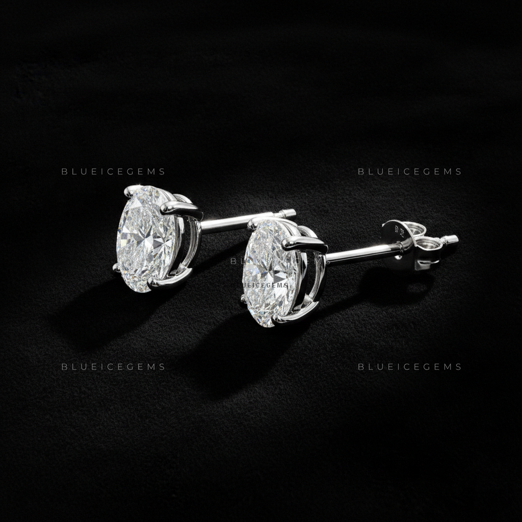 The Ethereal Ellipse: Oval Diamond Stud Earrings