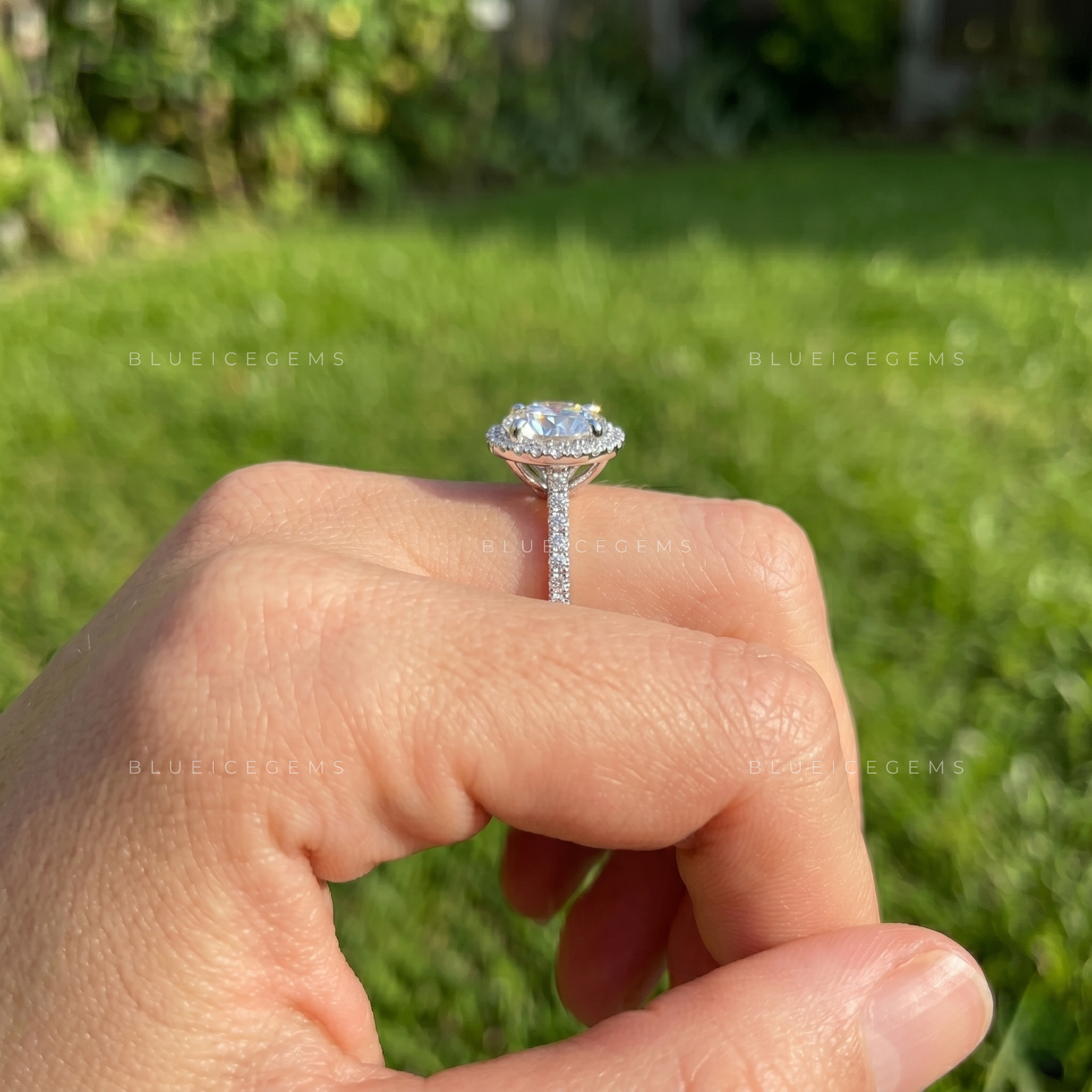 Dazzling Round Brilliant Cut Halo Artistry Engagement Ring