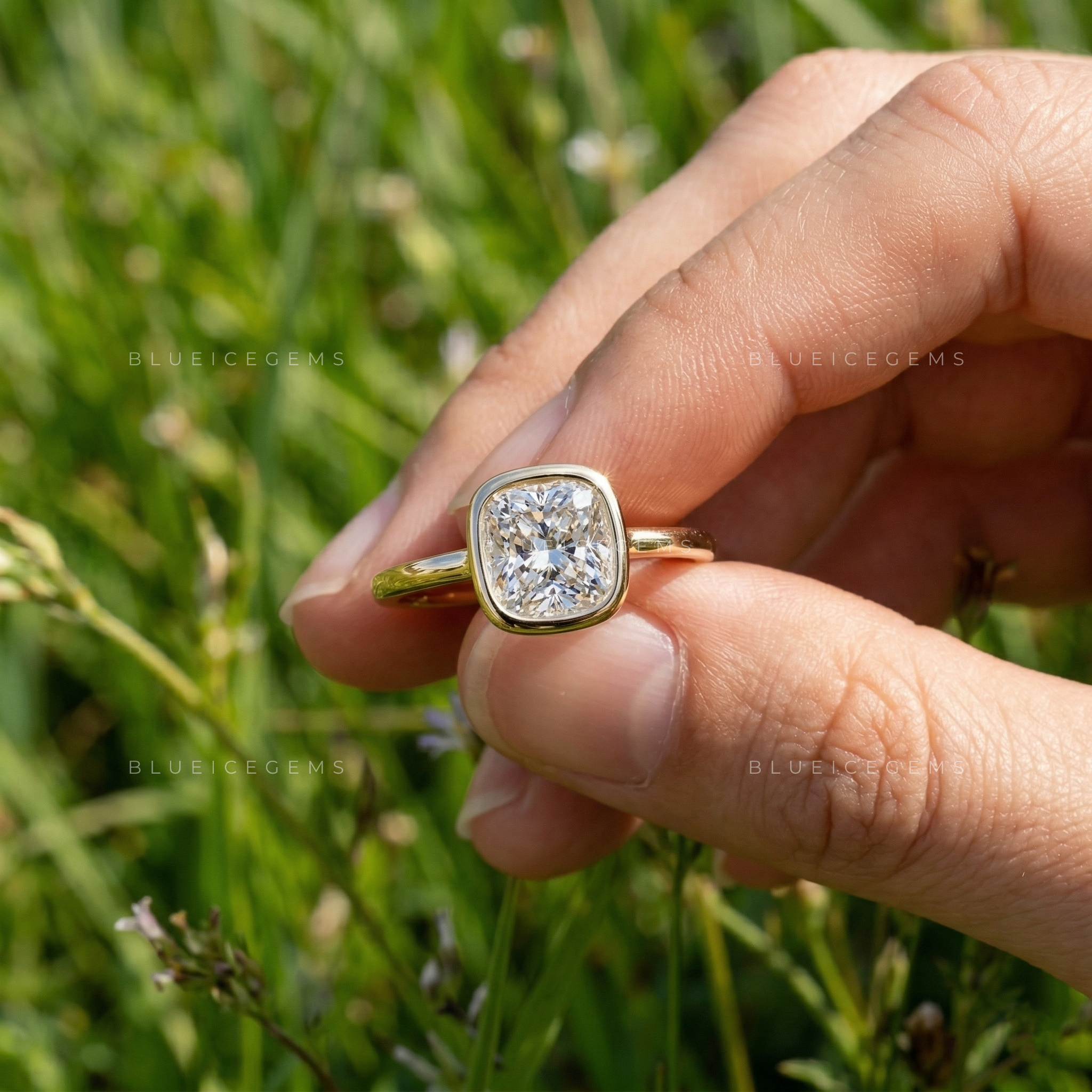 Velvet Radiance Cushion Cut Solitaire Ring