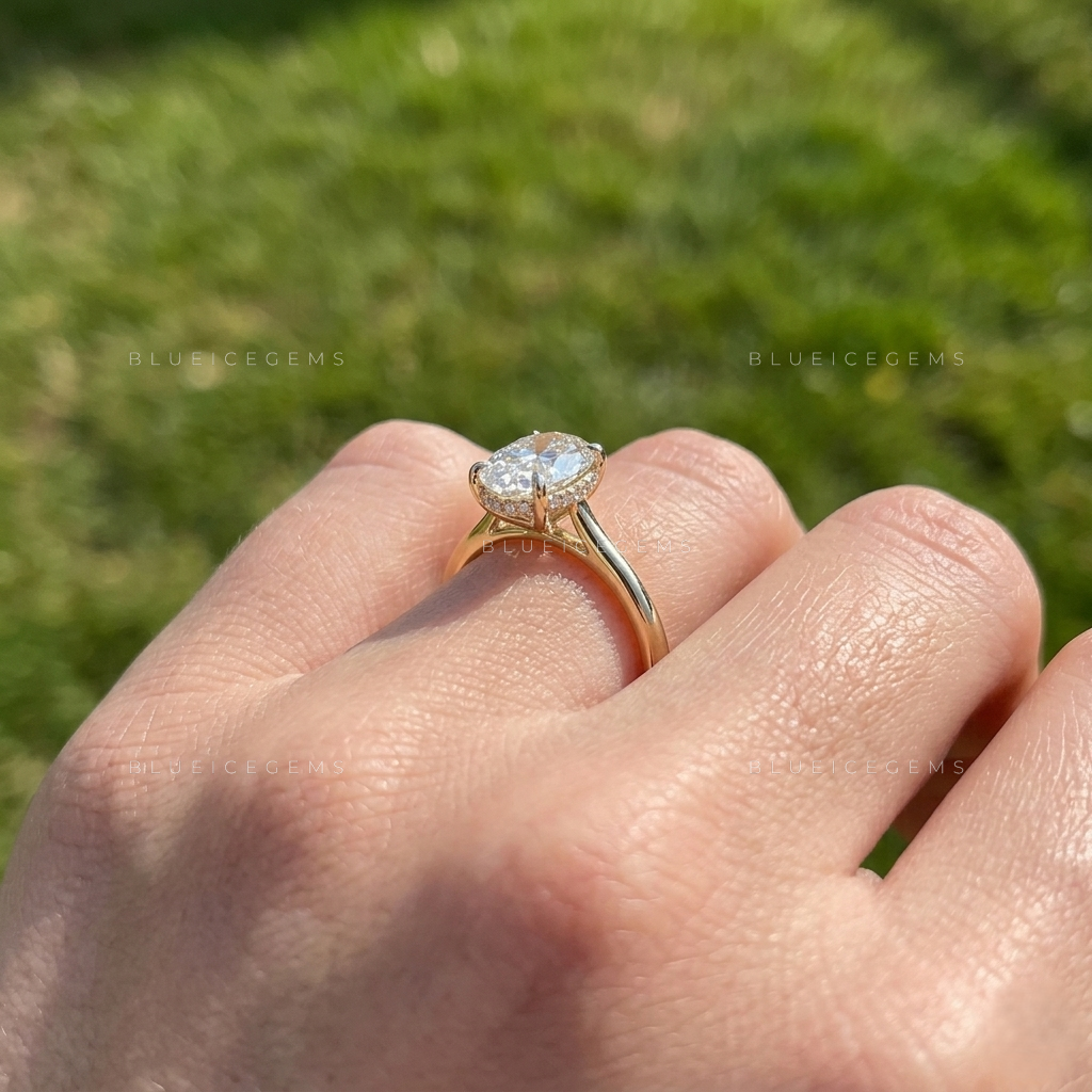 Dainty Oval Brilliant Cut Minimalist Heirloom Promise Engagement Ring