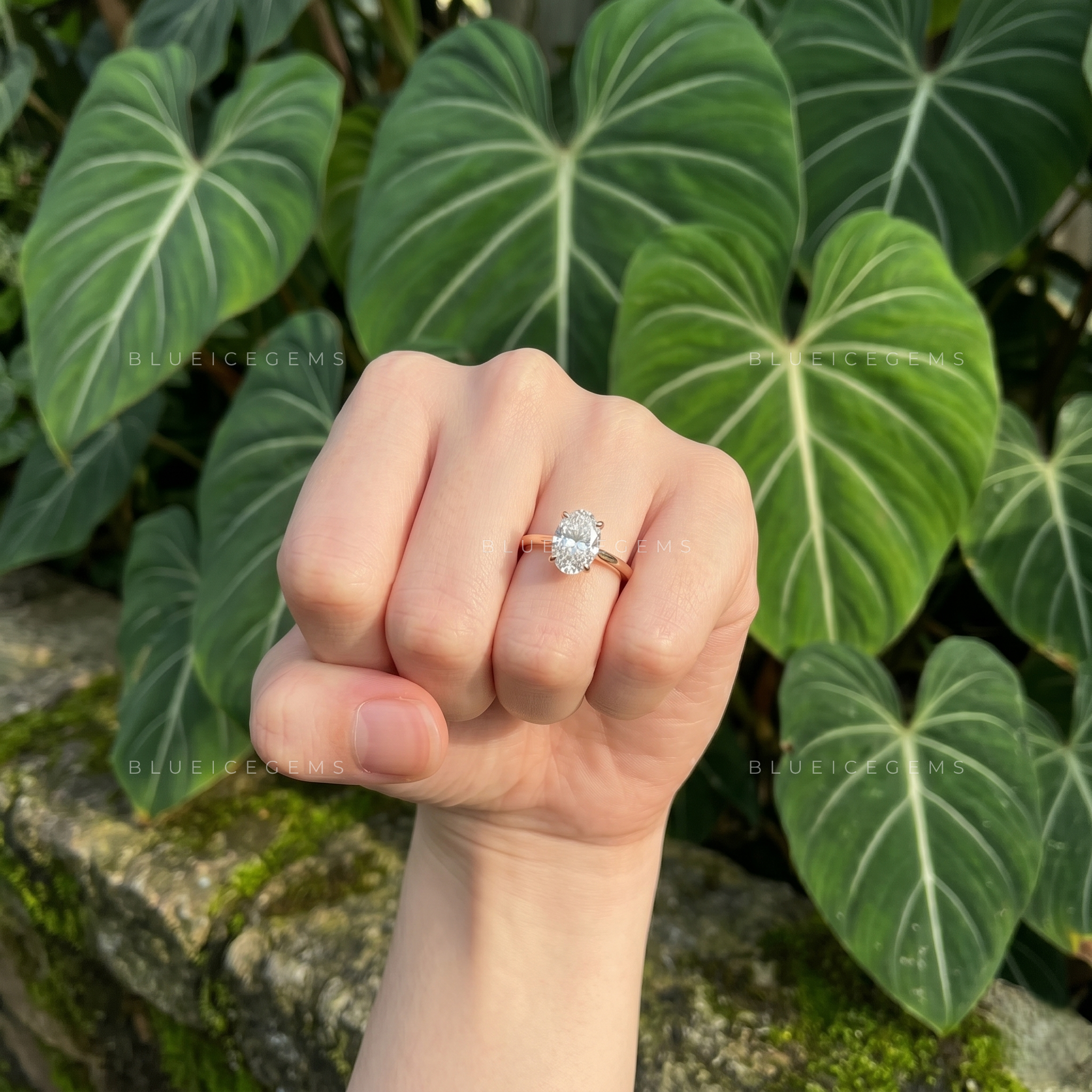 Whispering Sparkle Oval Cut Hidden Halo Solitaire Engagement Ring