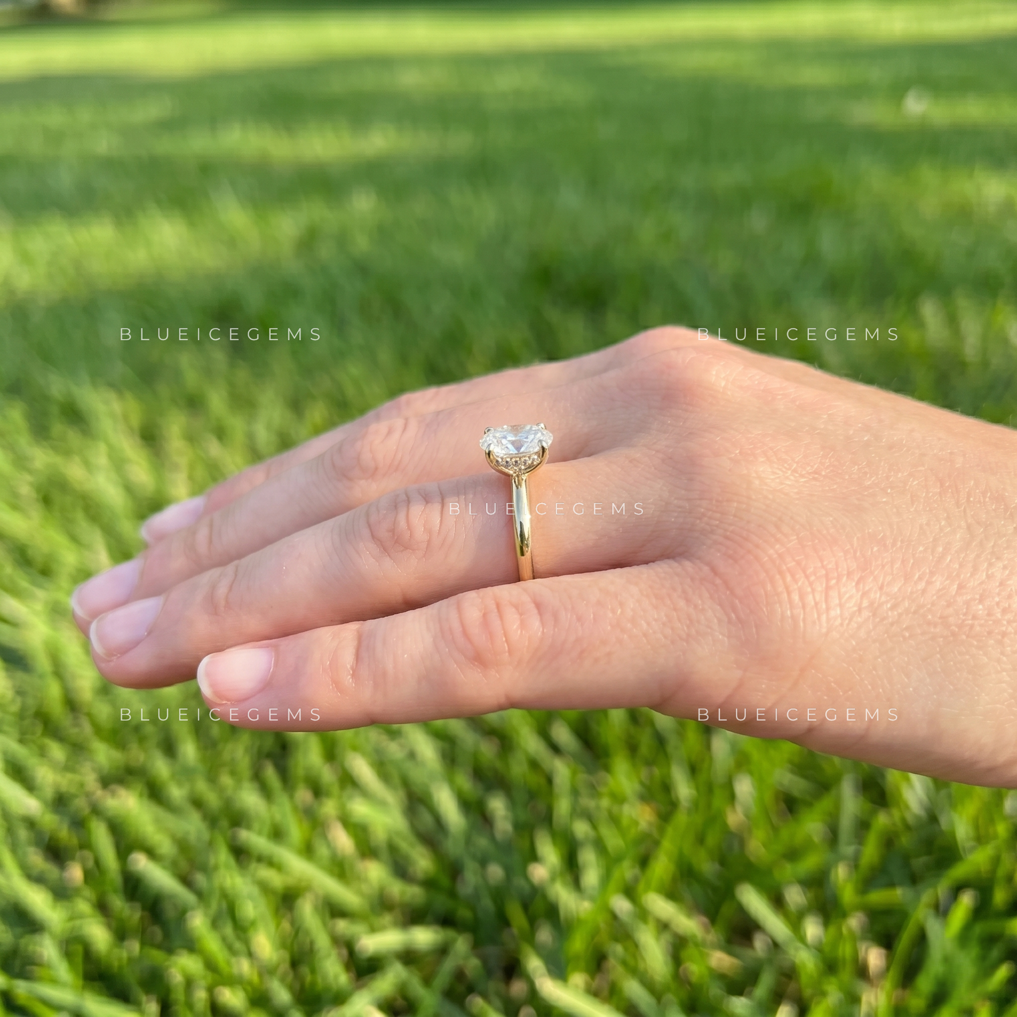 Opulent Grandeur Oval Cut Cathedral Engagement Ring